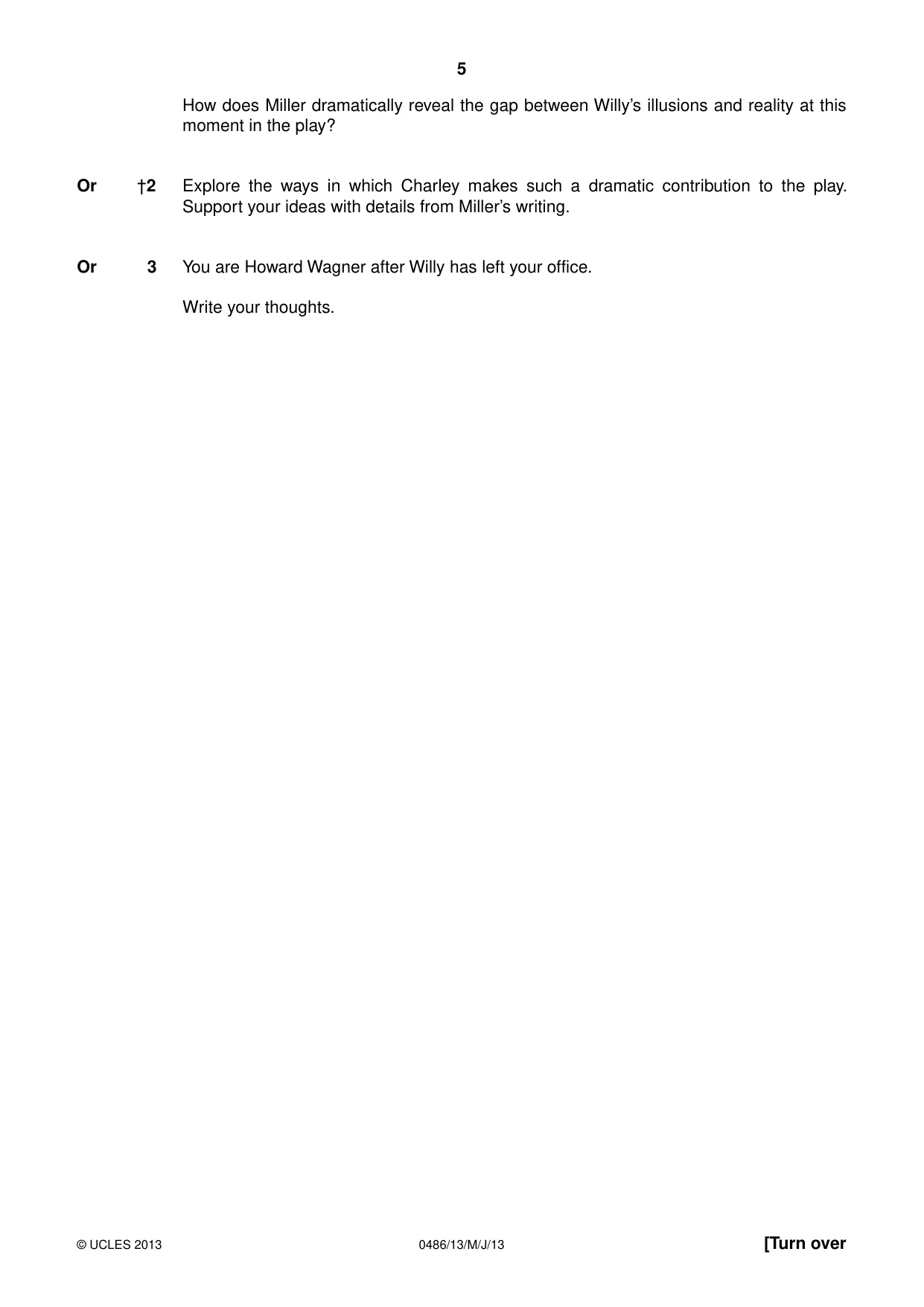 Cambridge IGCSE English - Literature 0486 2013 May/June Paper 1 · Variant 3 question paper, page 5 of 28
