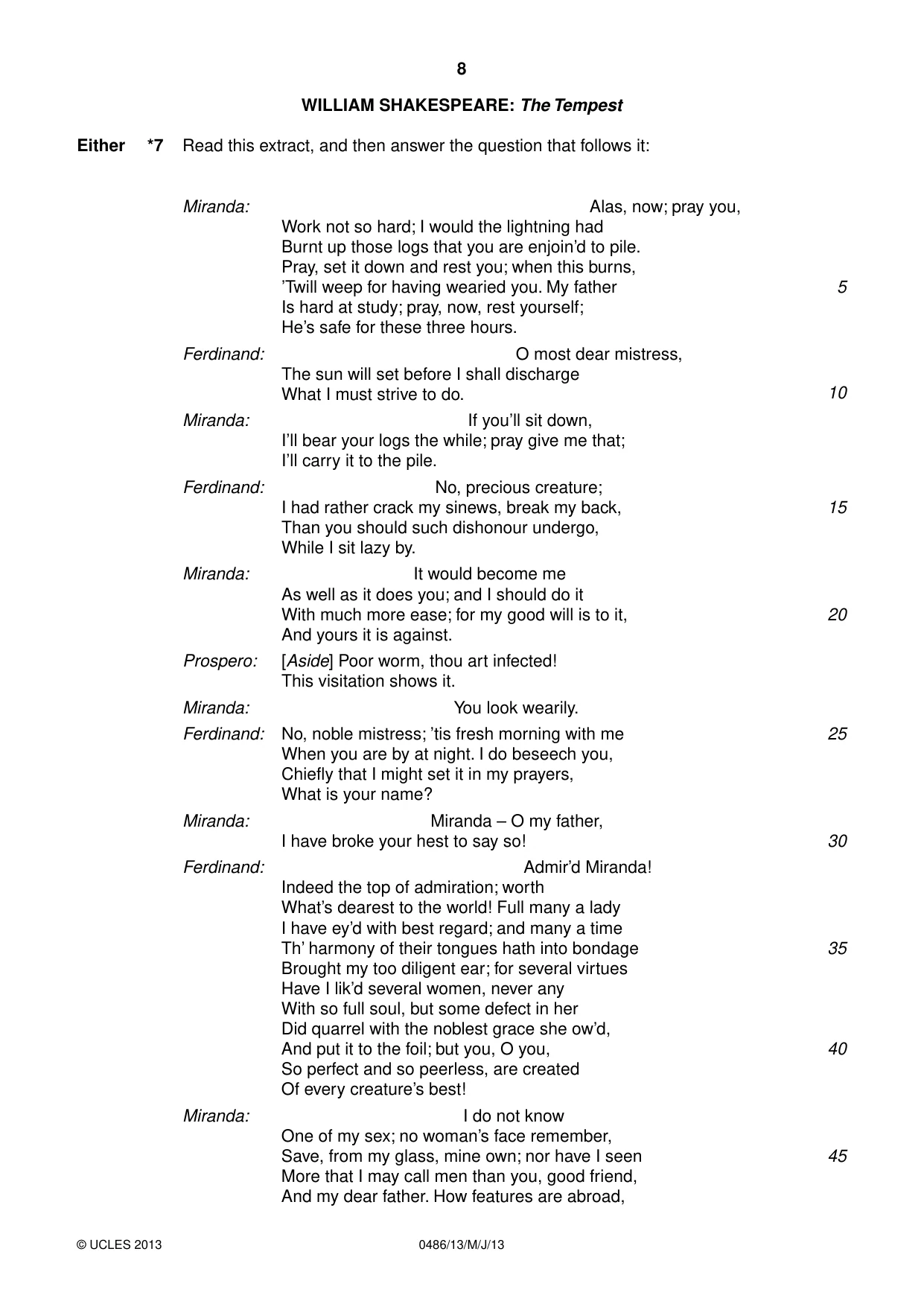 Cambridge IGCSE English - Literature 0486 2013 May/June Paper 1 · Variant 3 question paper, page 8 of 28