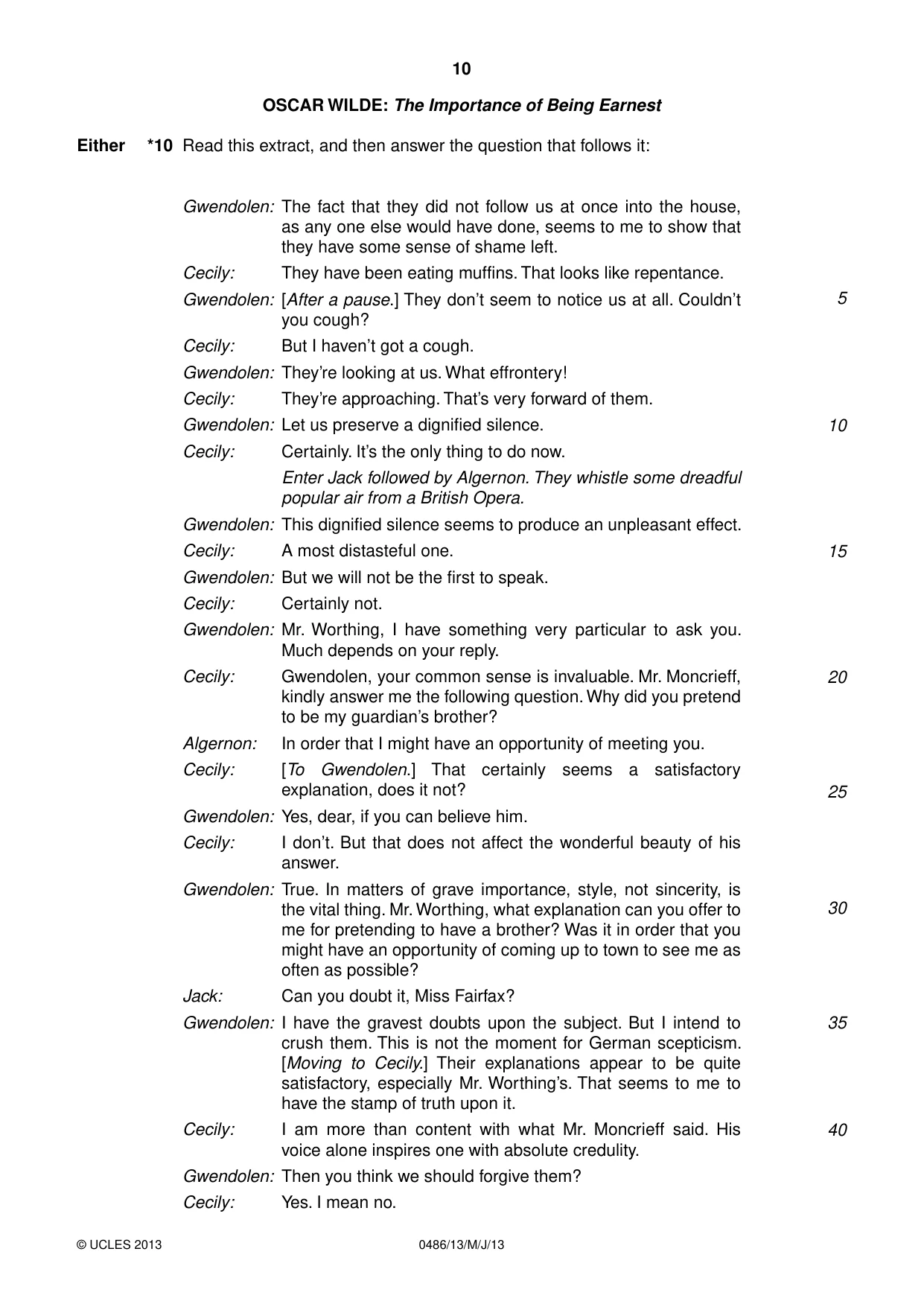 Cambridge IGCSE English - Literature 0486 2013 May/June Paper 1 · Variant 3 question paper, page 10 of 28
