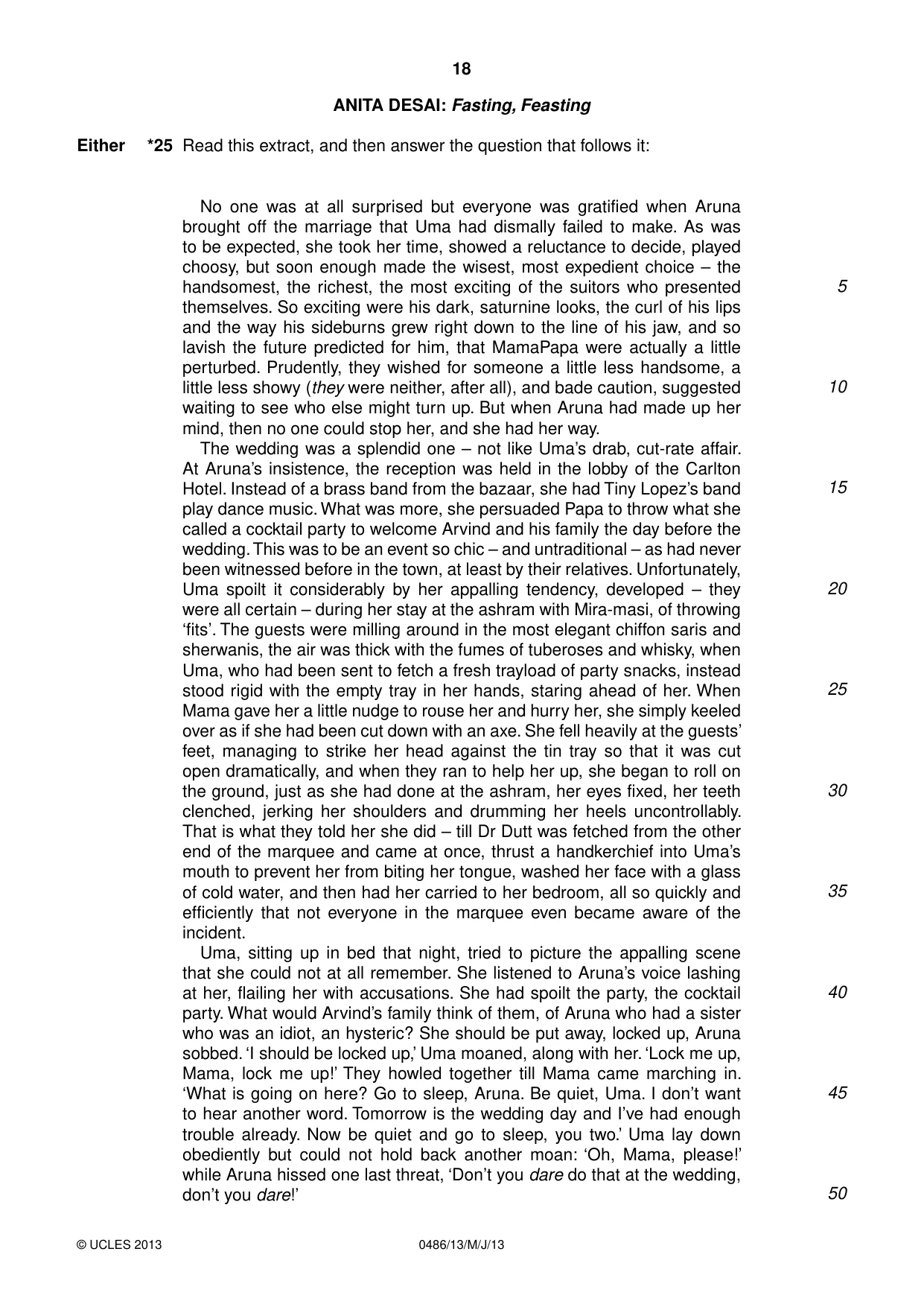 Cambridge IGCSE English - Literature 0486 2013 May/June Paper 1 · Variant 3 question paper, page 18 of 28