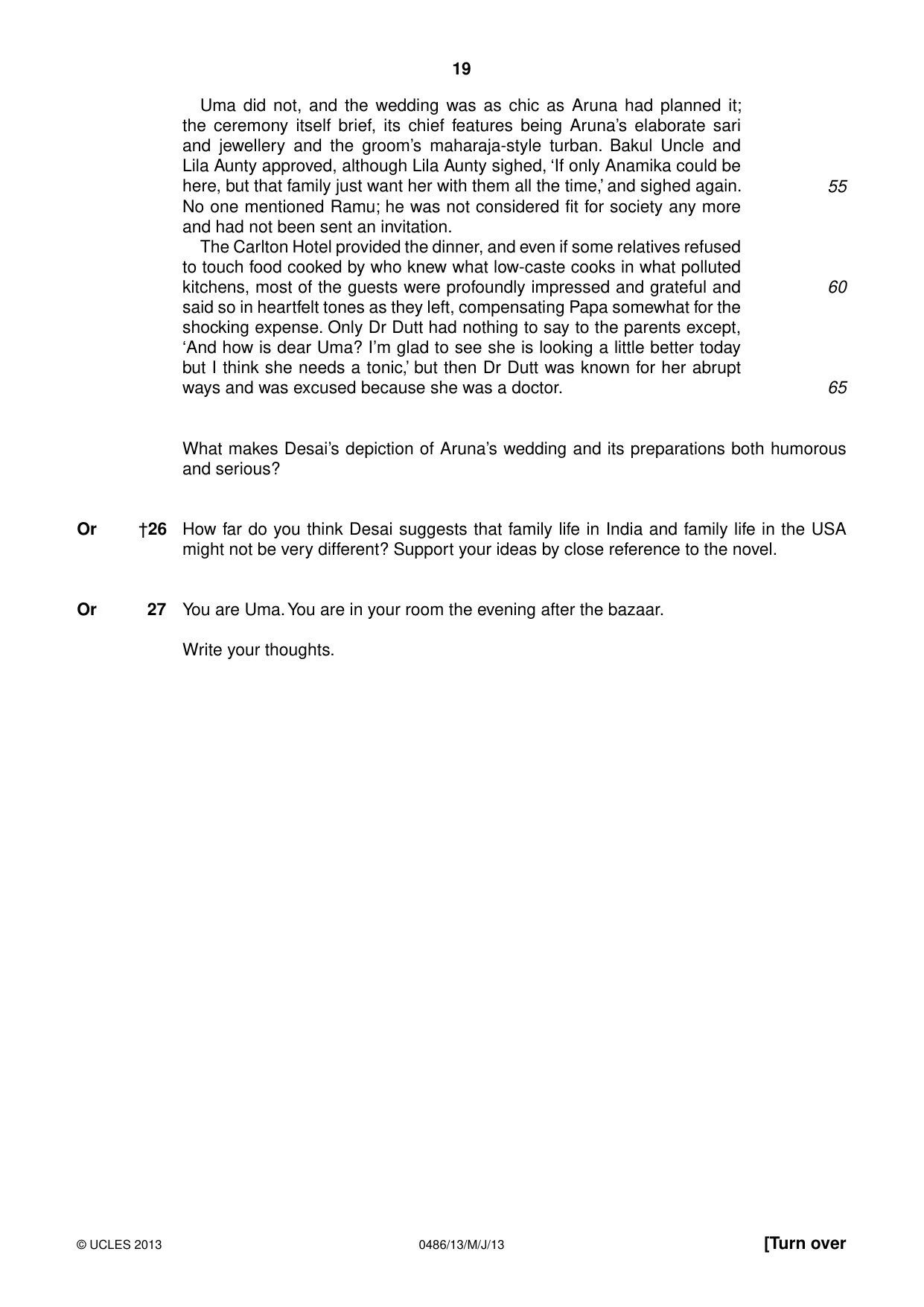 Cambridge IGCSE English - Literature 0486 2013 May/June Paper 1 · Variant 3 question paper, page 19 of 28