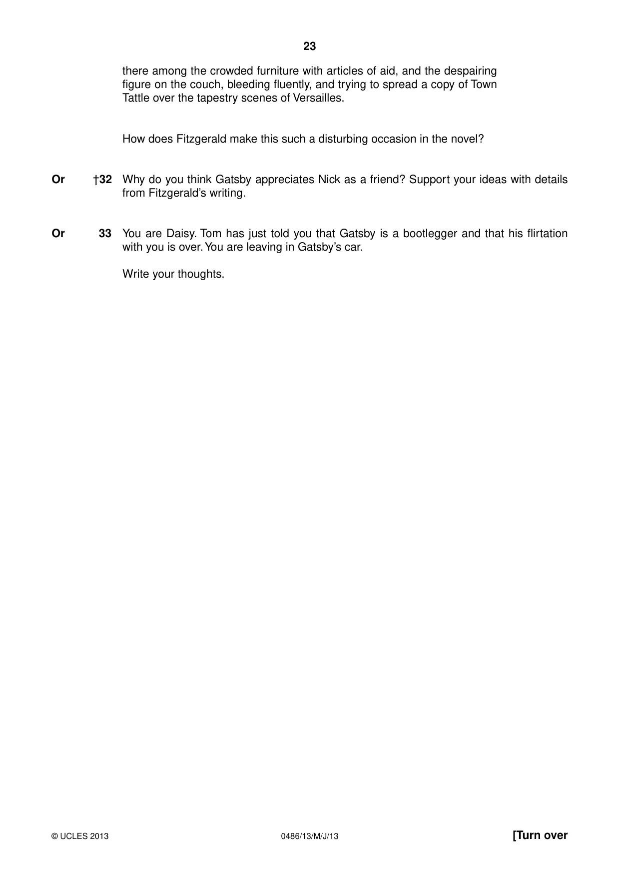 Cambridge IGCSE English - Literature 0486 2013 May/June Paper 1 · Variant 3 question paper, page 23 of 28