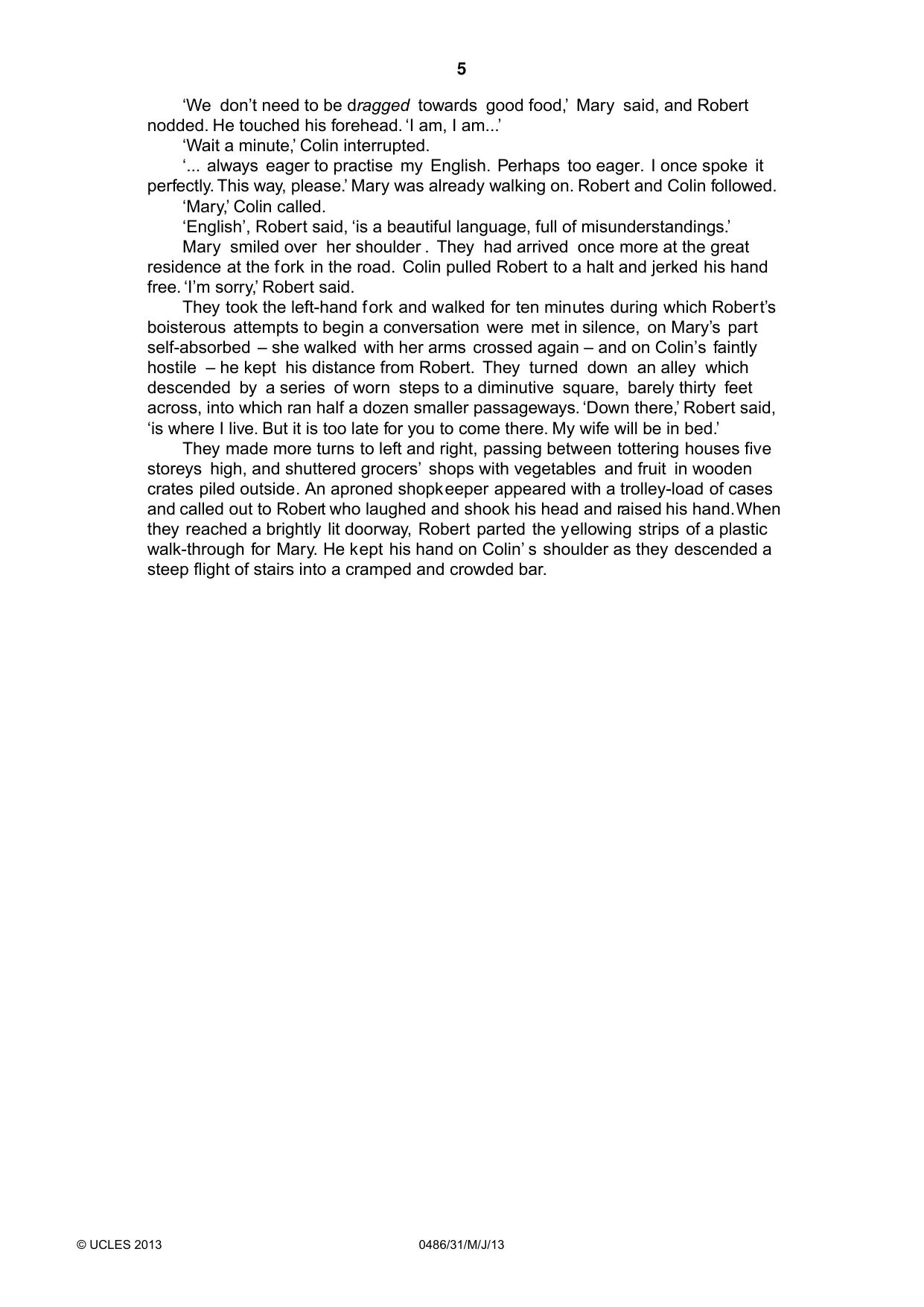 Cambridge IGCSE English - Literature 0486 2013 May/June Paper 3 · Variant 1 question paper, page 5 of 8