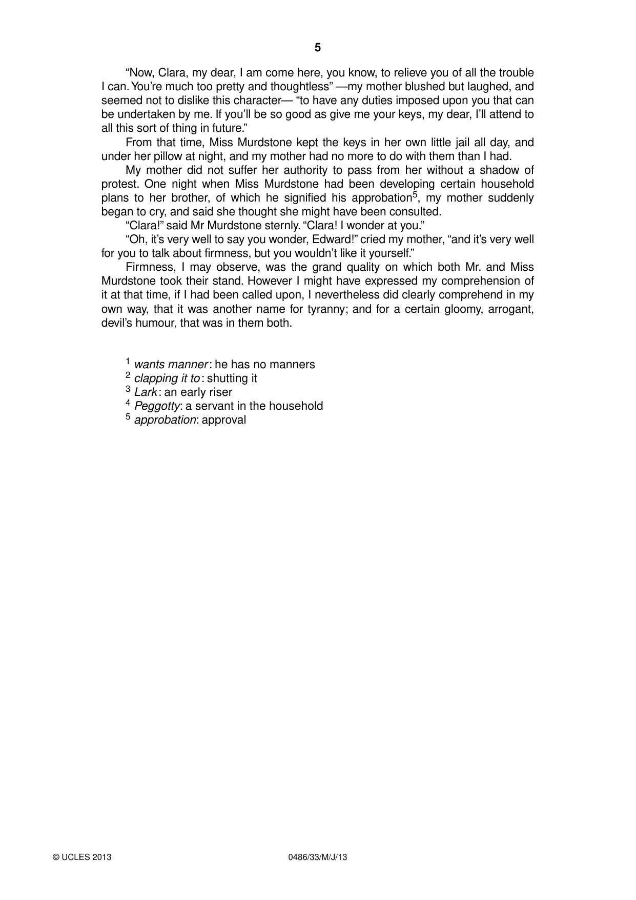 Cambridge IGCSE English - Literature 0486 2013 May/June Paper 3 · Variant 3 question paper, page 5 of 8