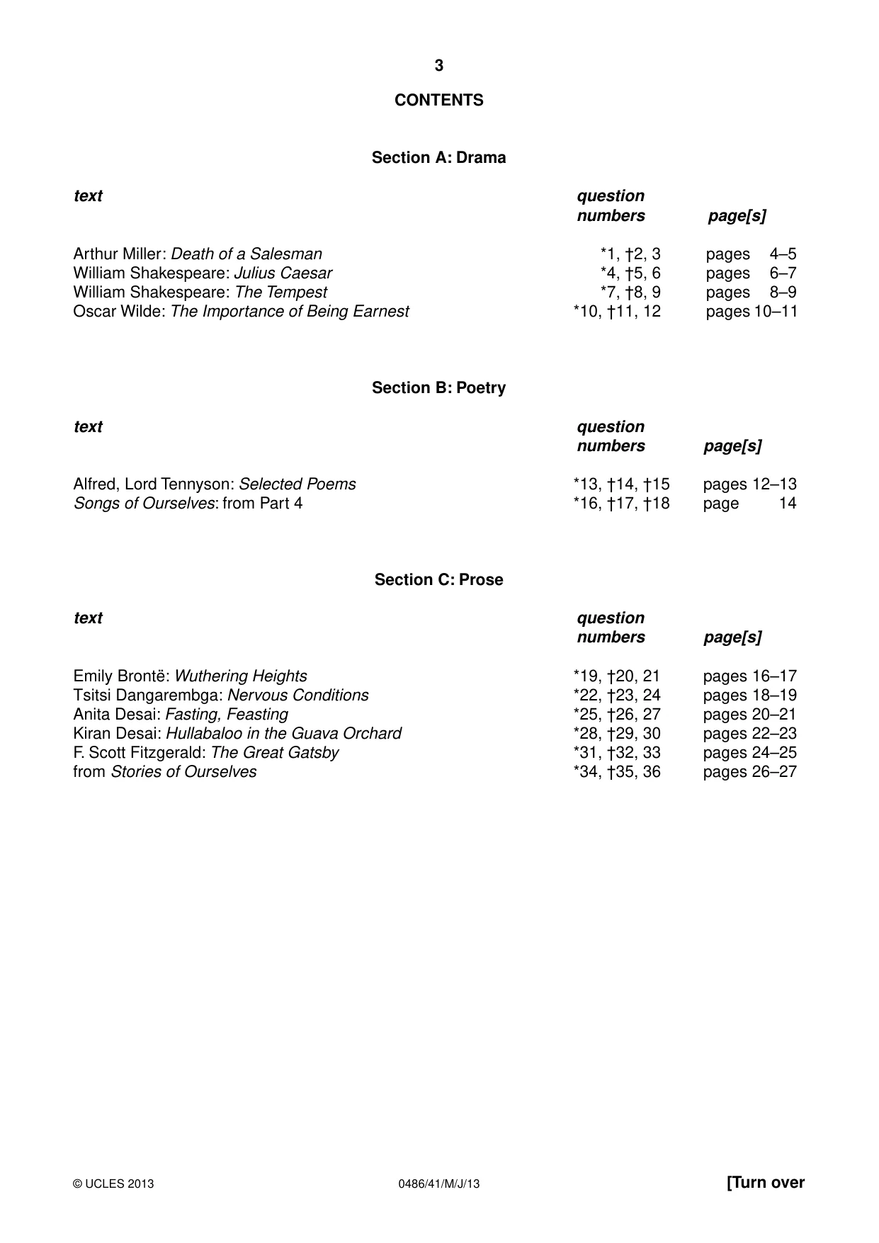 Cambridge IGCSE English - Literature 0486 2013 May/June Paper 4 · Variant 1 question paper, page 3 of 28