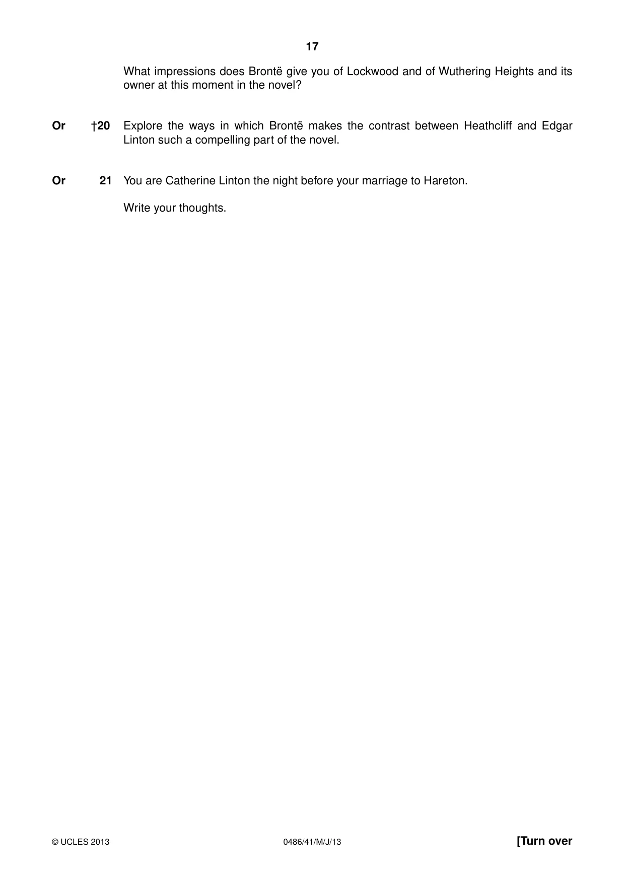 Cambridge IGCSE English - Literature 0486 2013 May/June Paper 4 · Variant 1 question paper, page 17 of 28