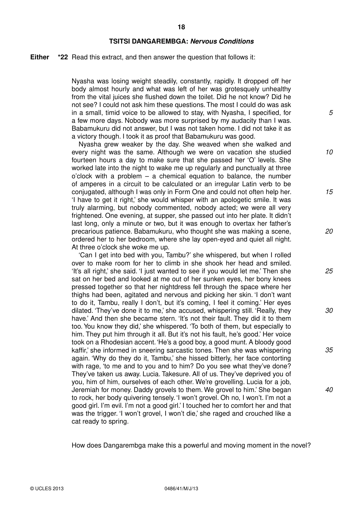 Cambridge IGCSE English - Literature 0486 2013 May/June Paper 4 · Variant 1 question paper, page 18 of 28