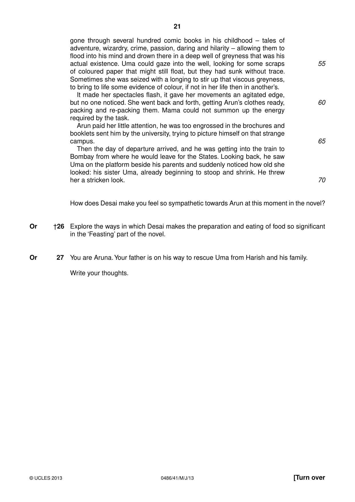 Cambridge IGCSE English - Literature 0486 2013 May/June Paper 4 · Variant 1 question paper, page 21 of 28