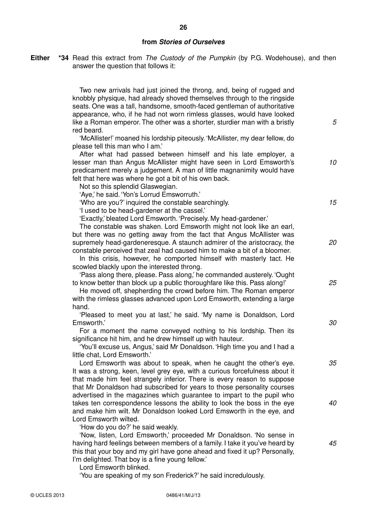 Cambridge IGCSE English - Literature 0486 2013 May/June Paper 4 · Variant 1 question paper, page 26 of 28