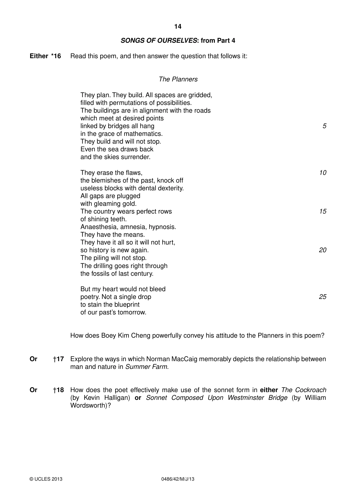 Cambridge IGCSE English - Literature 0486 2013 May/June Paper 4 · Variant 2 question paper, page 14 of 28