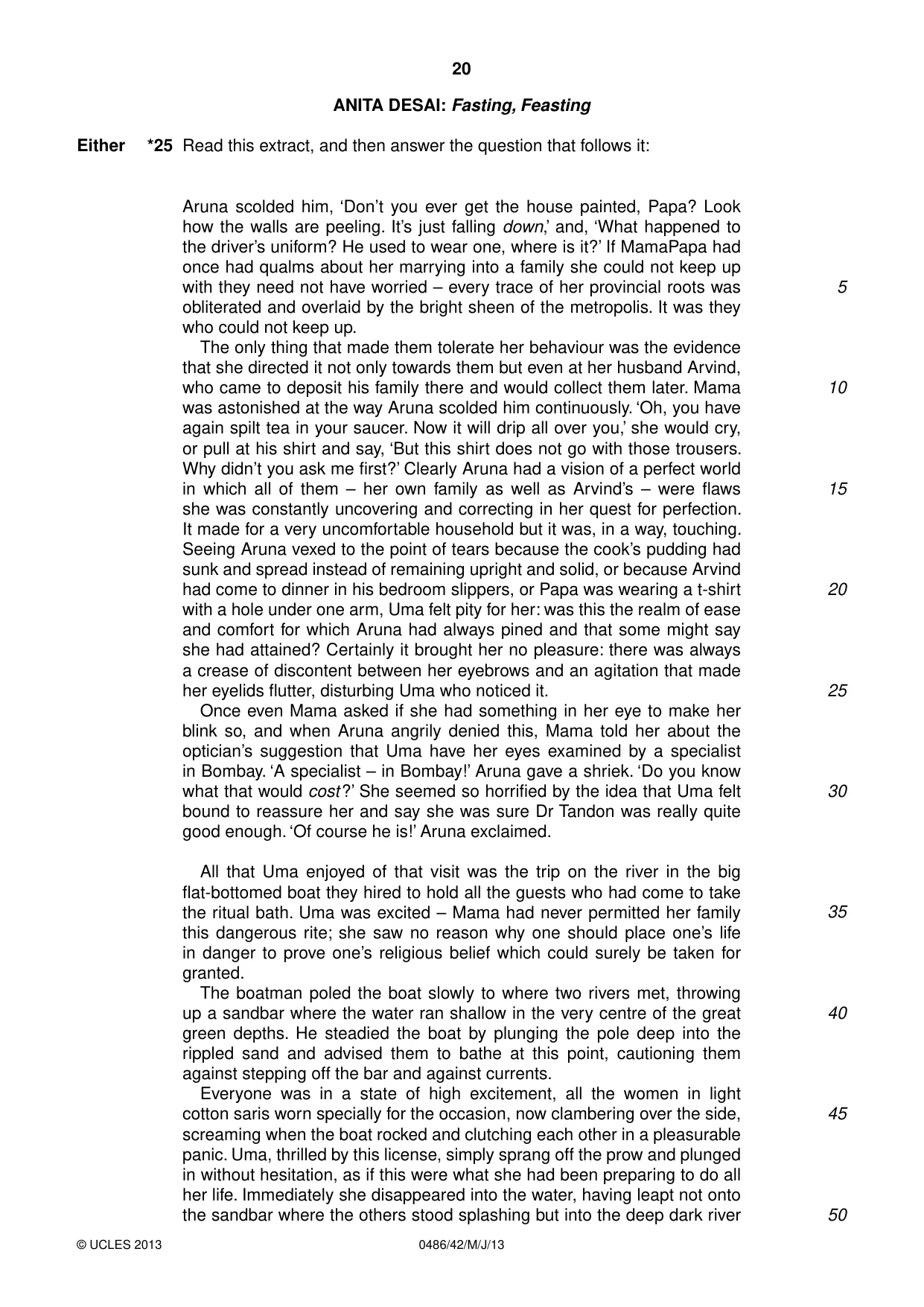 Cambridge IGCSE English - Literature 0486 2013 May/June Paper 4 · Variant 2 question paper, page 20 of 28