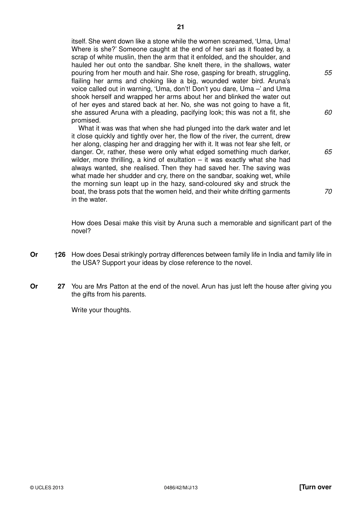 Cambridge IGCSE English - Literature 0486 2013 May/June Paper 4 · Variant 2 question paper, page 21 of 28