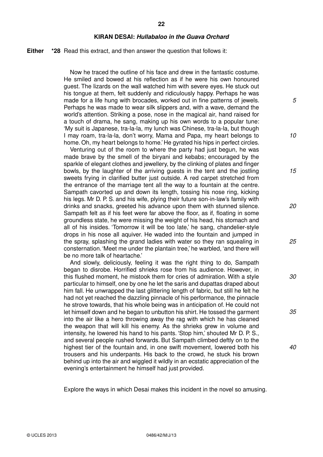 Cambridge IGCSE English - Literature 0486 2013 May/June Paper 4 · Variant 2 question paper, page 22 of 28