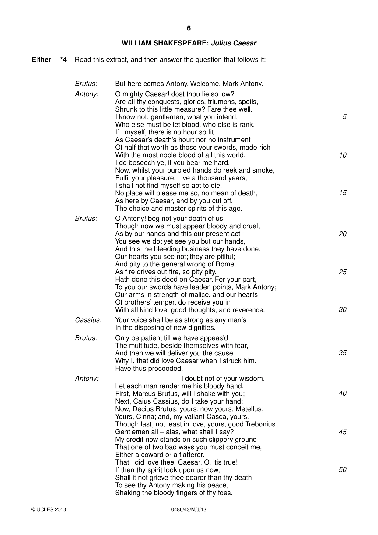 Cambridge IGCSE English - Literature 0486 2013 May/June Paper 4 · Variant 3 question paper, page 6 of 28