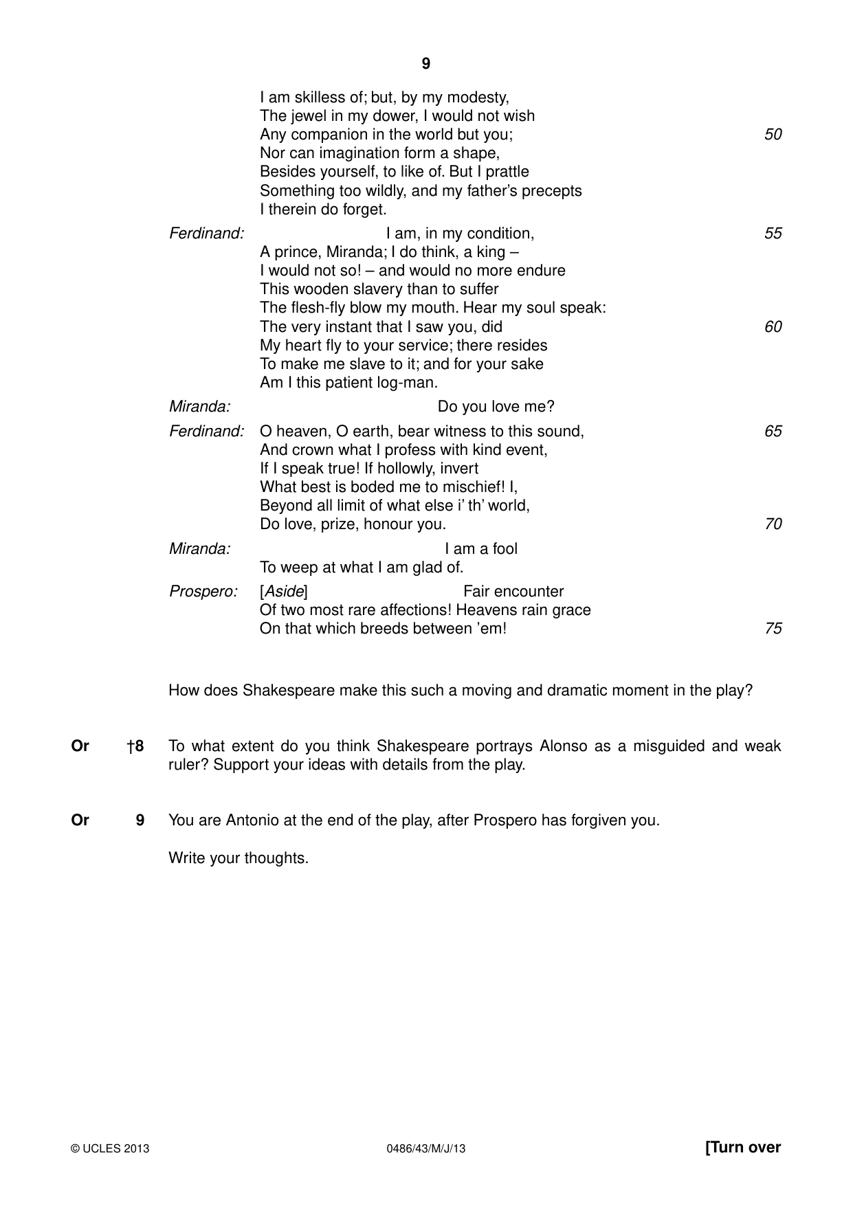 Cambridge IGCSE English - Literature 0486 2013 May/June Paper 4 · Variant 3 question paper, page 9 of 28