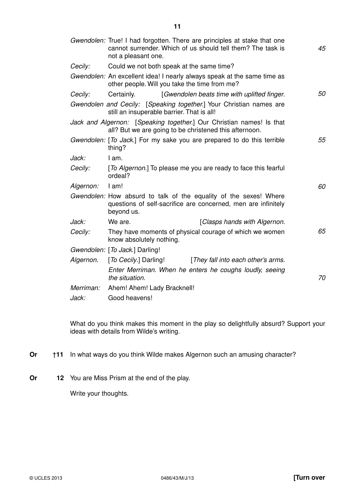 Cambridge IGCSE English - Literature 0486 2013 May/June Paper 4 · Variant 3 question paper, page 11 of 28