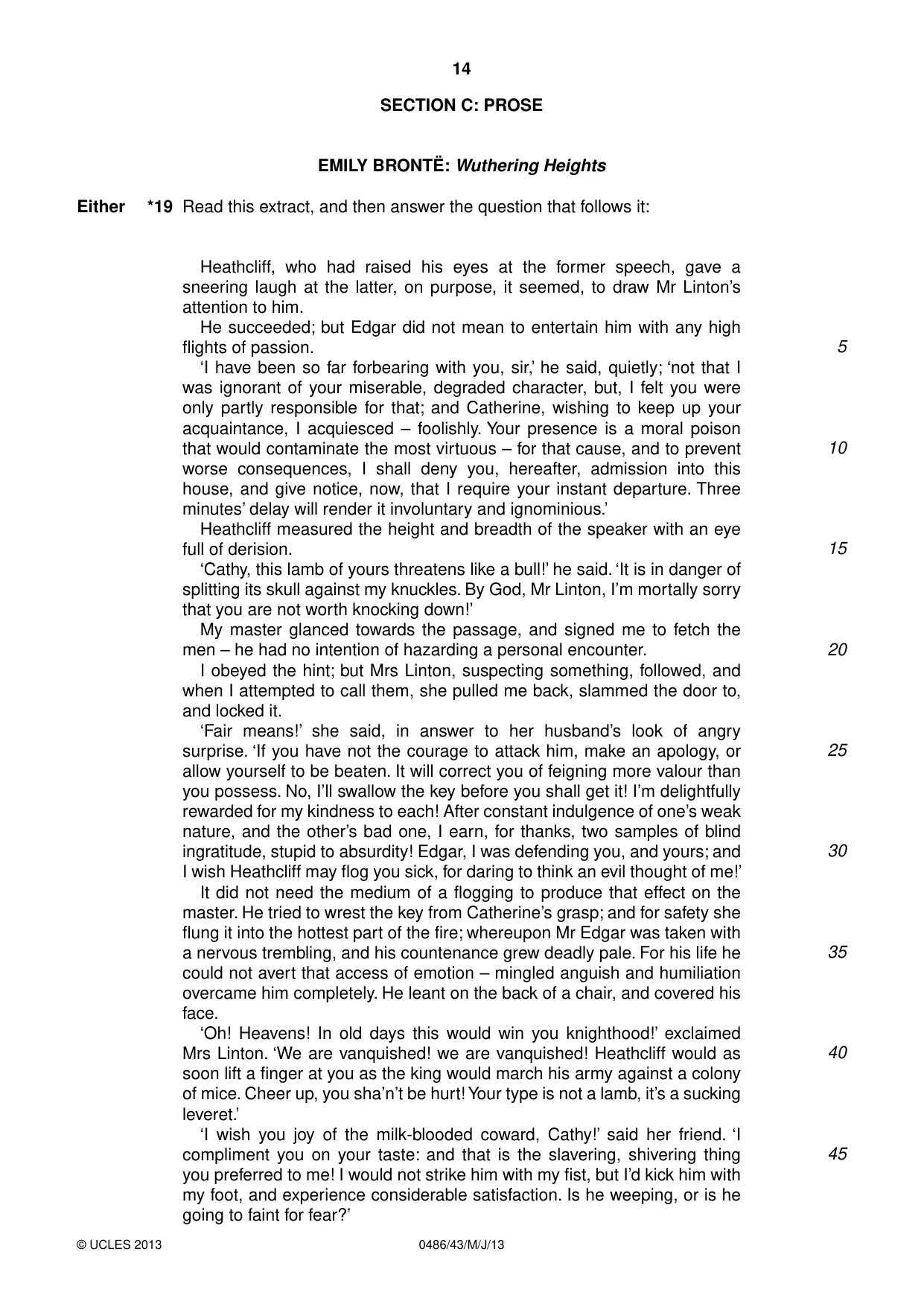 Cambridge IGCSE English - Literature 0486 2013 May/June Paper 4 · Variant 3 question paper, page 14 of 28