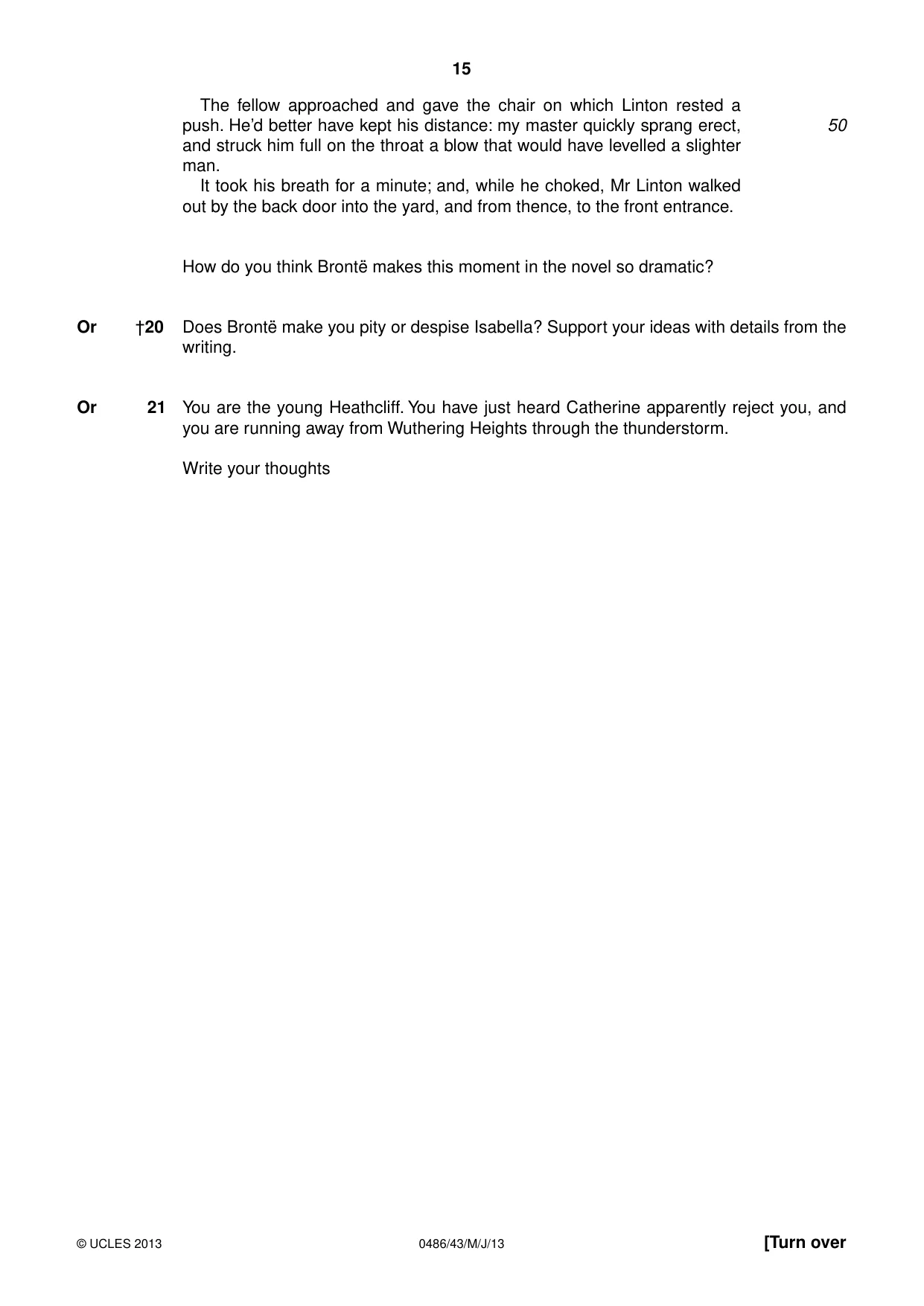 Cambridge IGCSE English - Literature 0486 2013 May/June Paper 4 · Variant 3 question paper, page 15 of 28