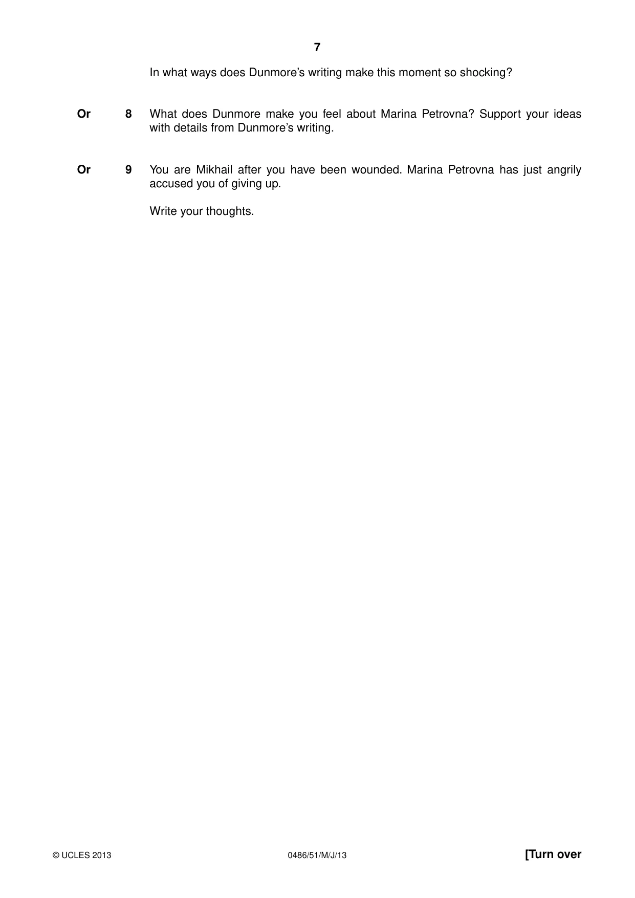 Cambridge IGCSE English - Literature 0486 2013 May/June Paper 5 · Variant 1 question paper, page 7 of 16