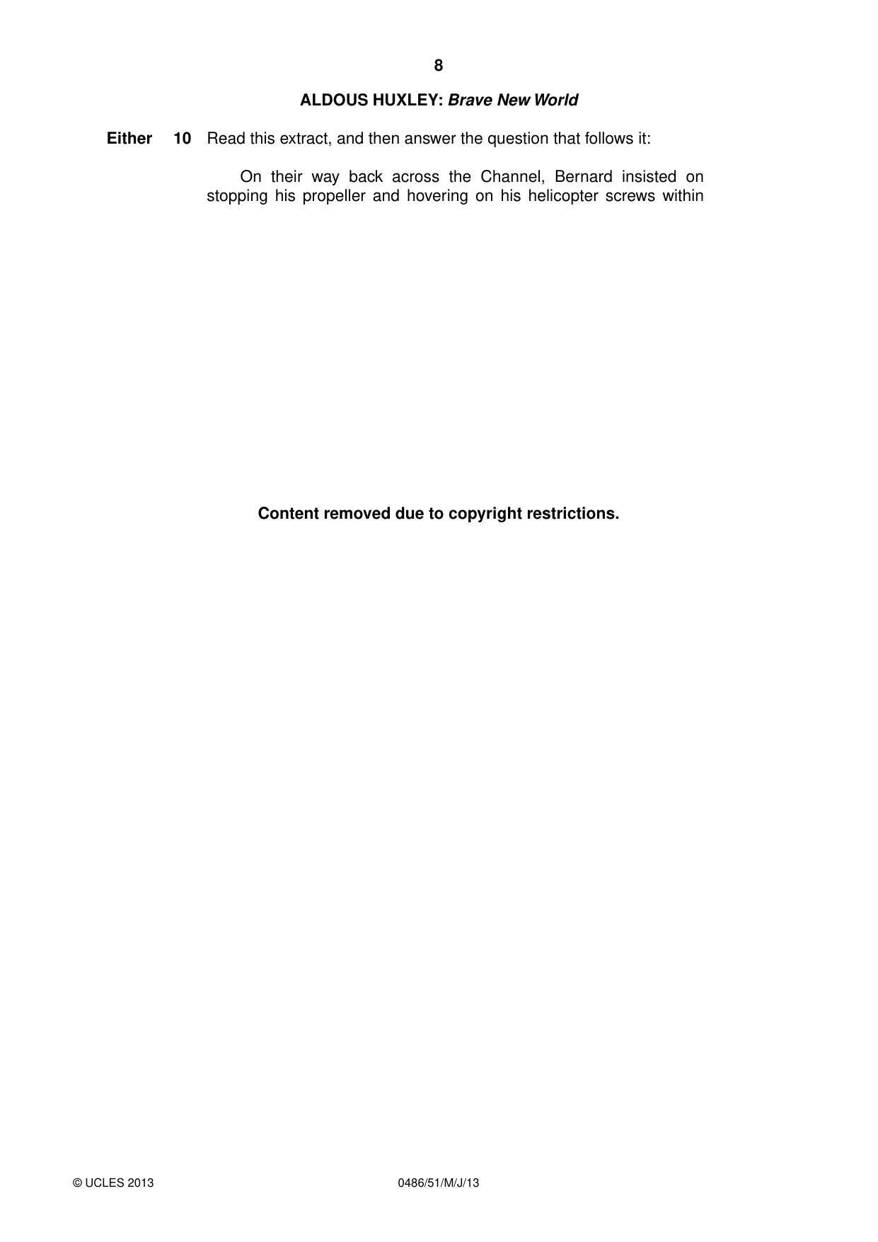 Cambridge IGCSE English - Literature 0486 2013 May/June Paper 5 · Variant 1 question paper, page 8 of 16