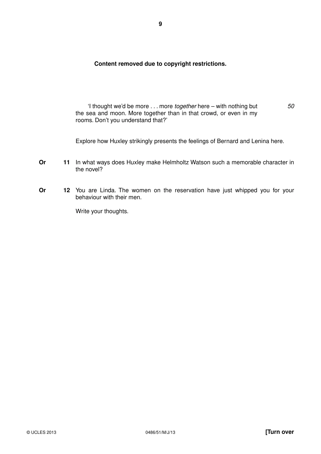 Cambridge IGCSE English - Literature 0486 2013 May/June Paper 5 · Variant 1 question paper, page 9 of 16