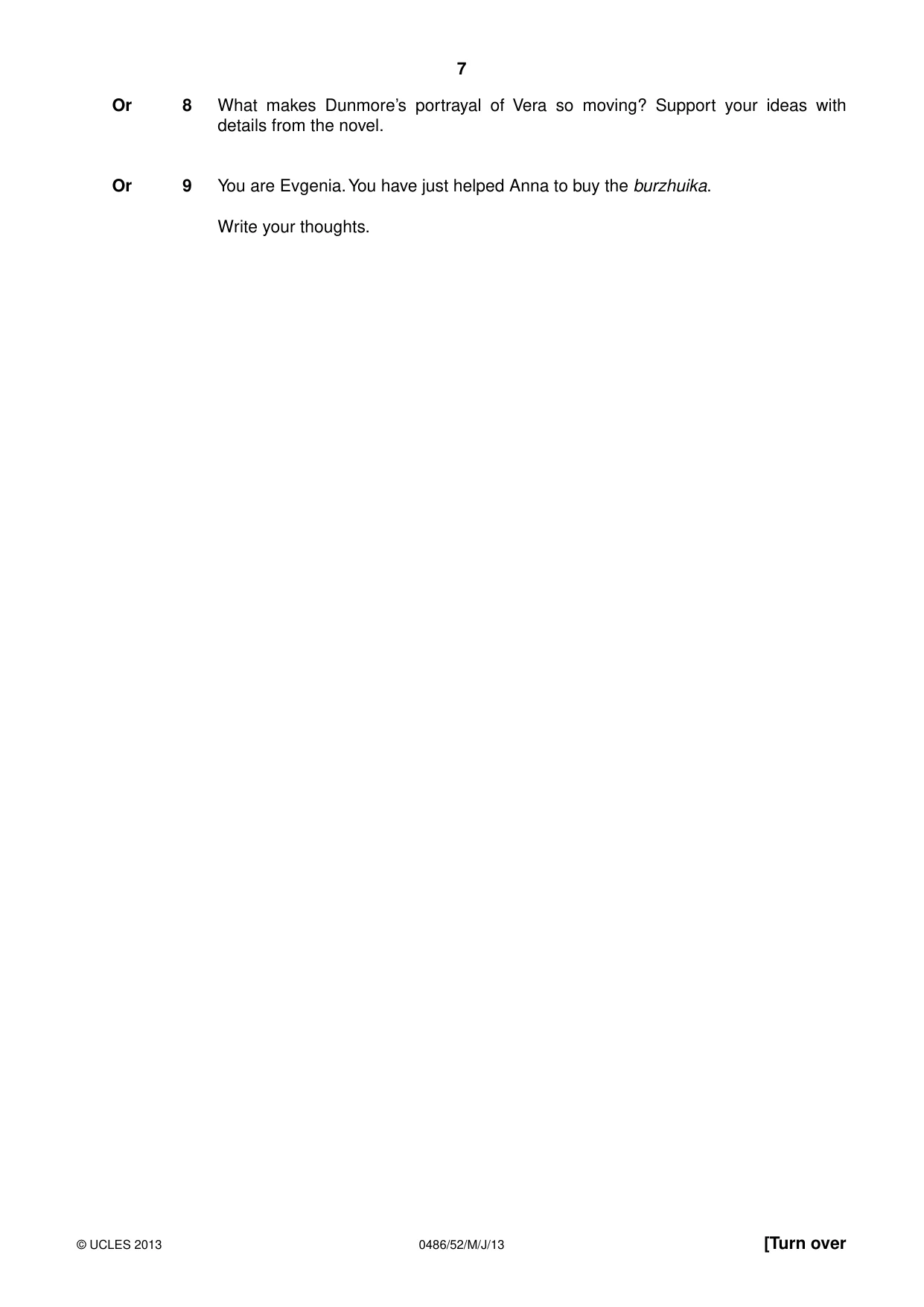 Cambridge IGCSE English - Literature 0486 2013 May/June Paper 5 · Variant 2 question paper, page 7 of 16