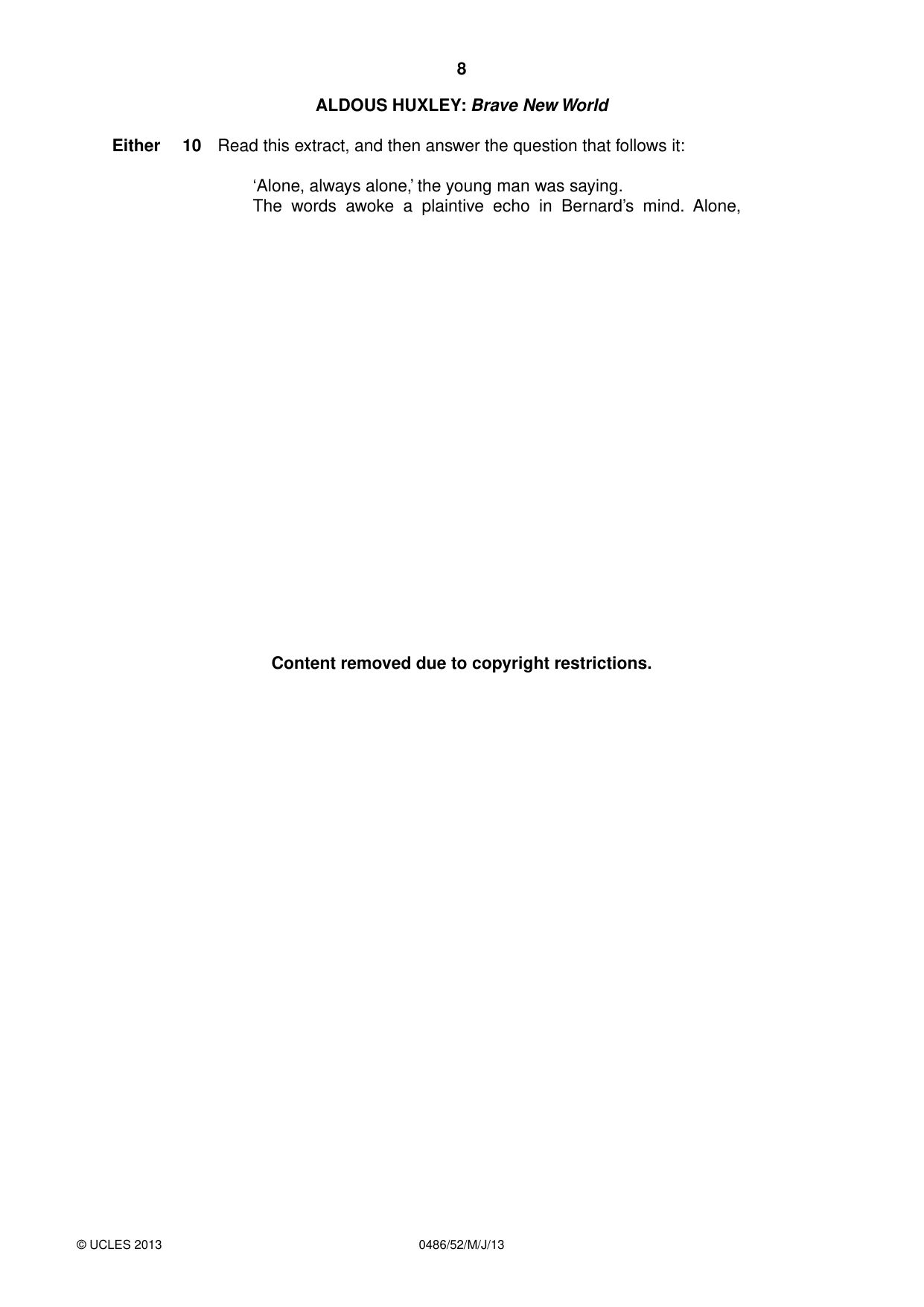 Cambridge IGCSE English - Literature 0486 2013 May/June Paper 5 · Variant 2 question paper, page 8 of 16