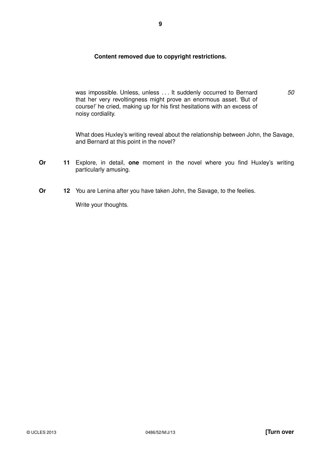 Cambridge IGCSE English - Literature 0486 2013 May/June Paper 5 · Variant 2 question paper, page 9 of 16