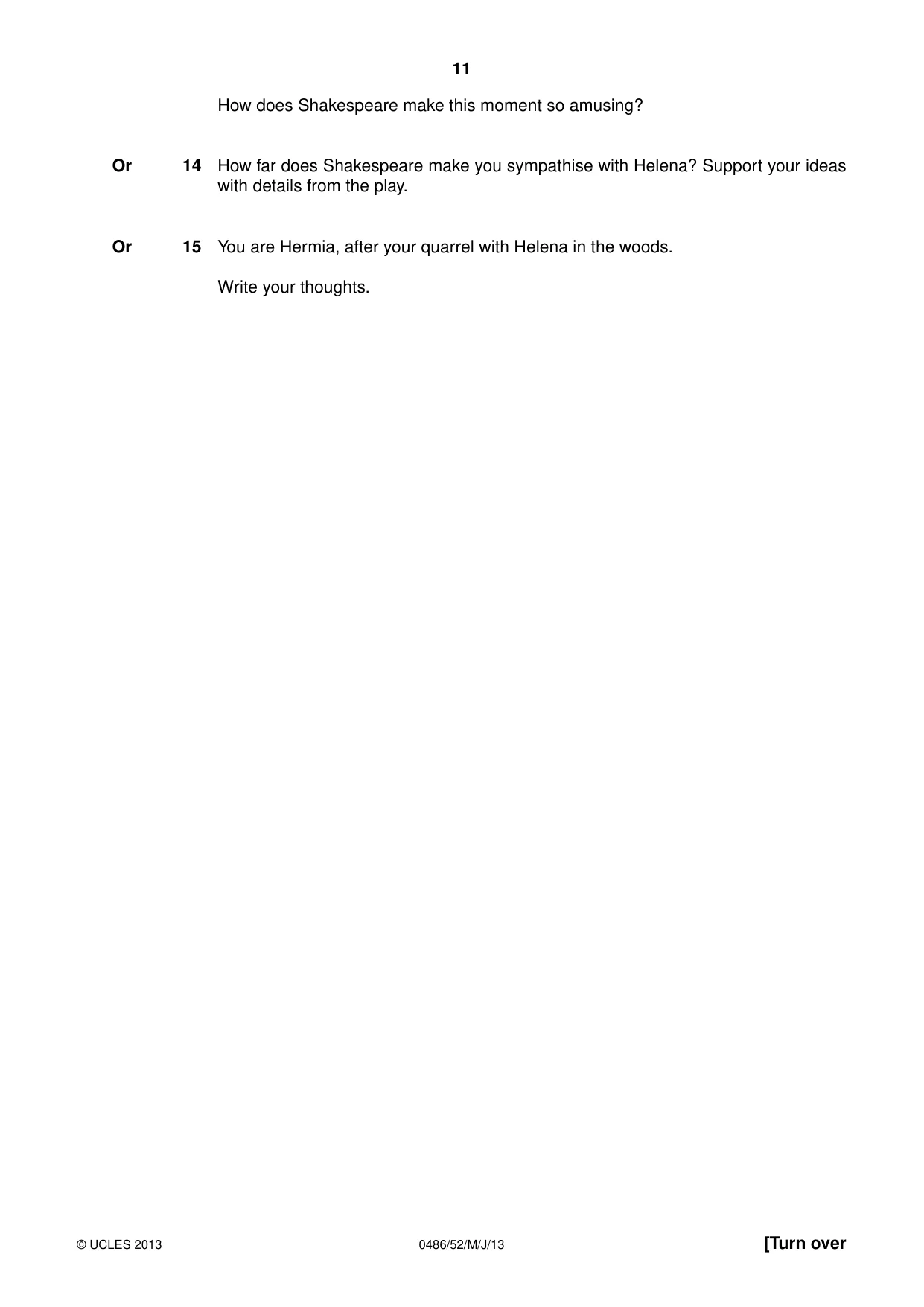 Cambridge IGCSE English - Literature 0486 2013 May/June Paper 5 · Variant 2 question paper, page 11 of 16