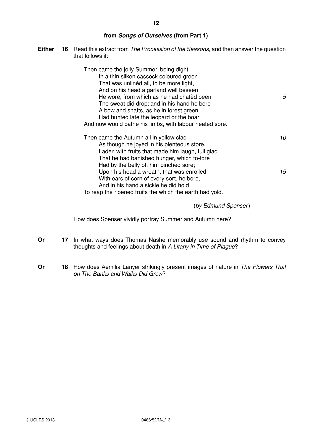Cambridge IGCSE English - Literature 0486 2013 May/June Paper 5 · Variant 2 question paper, page 12 of 16