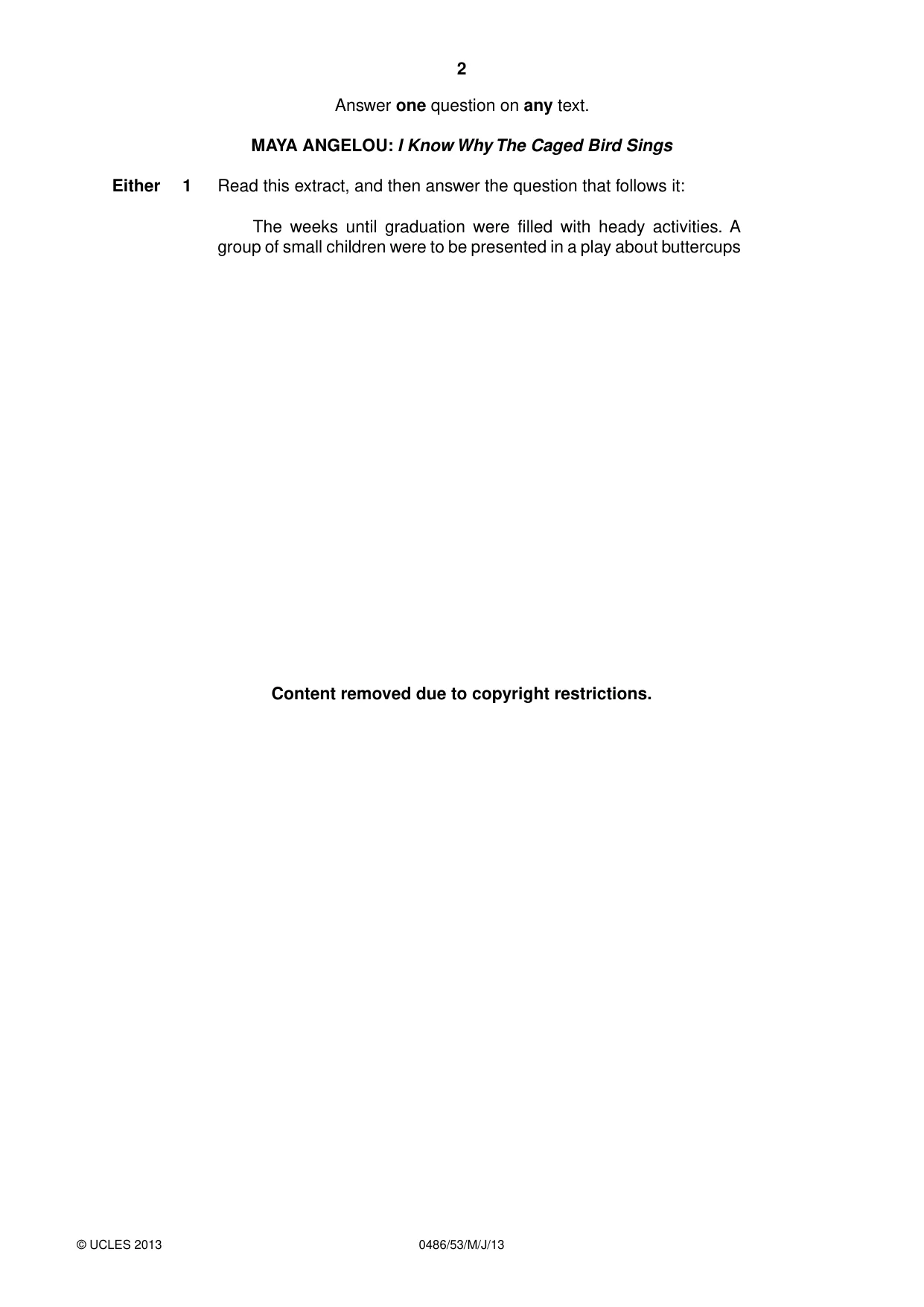 Cambridge IGCSE English - Literature 0486 2013 May/June Paper 5 · Variant 3 question paper, page 2 of 16