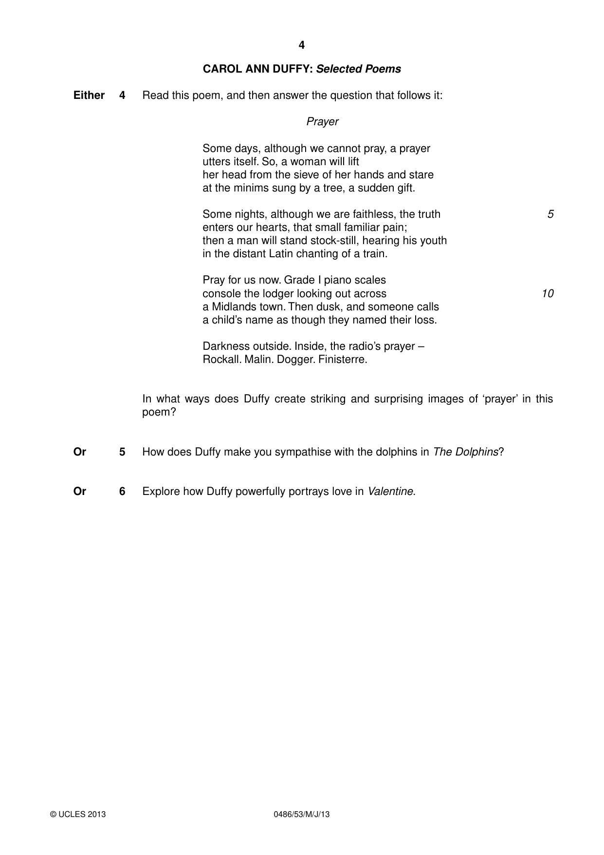 Cambridge IGCSE English - Literature 0486 2013 May/June Paper 5 · Variant 3 question paper, page 4 of 16