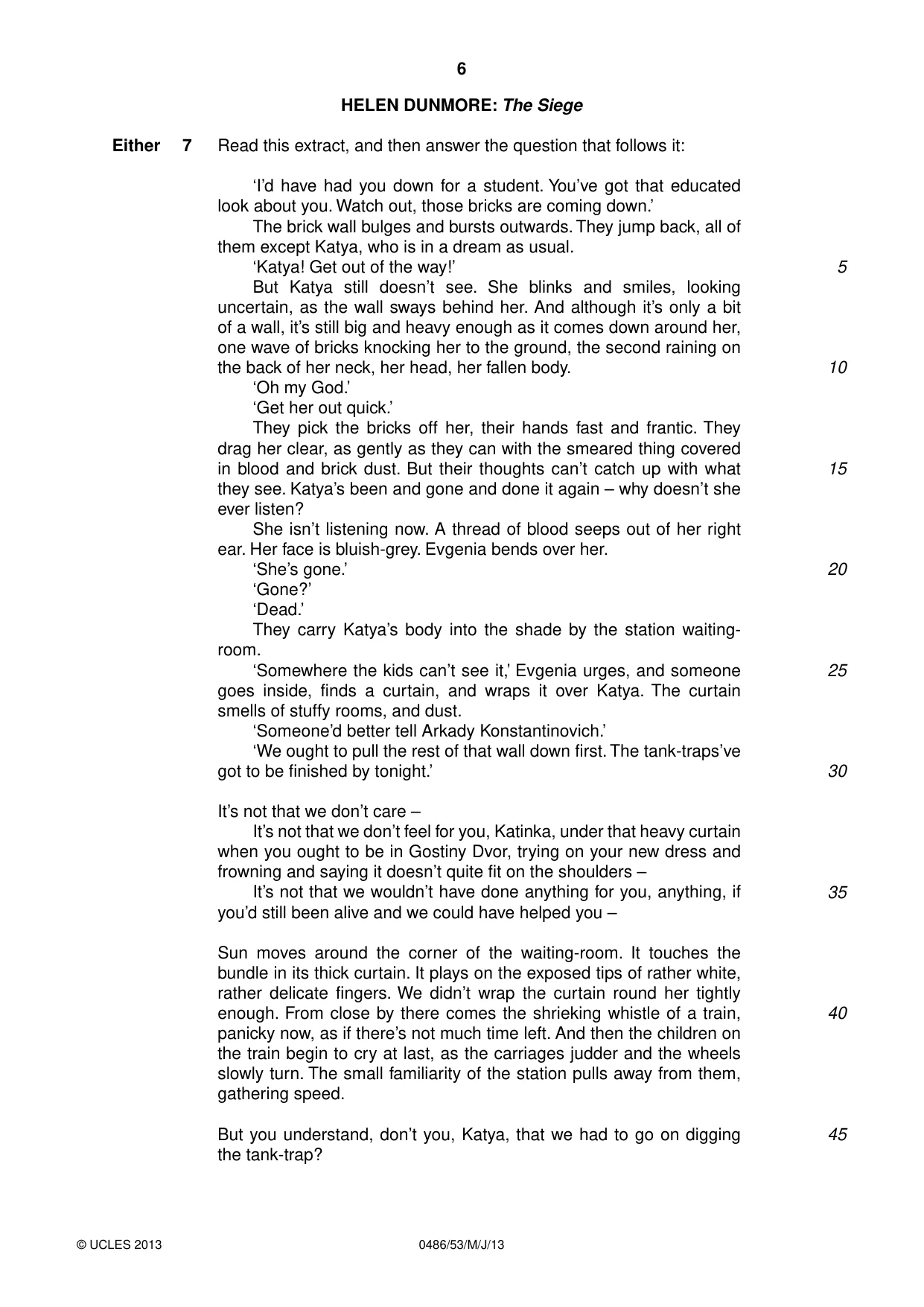 Cambridge IGCSE English - Literature 0486 2013 May/June Paper 5 · Variant 3 question paper, page 6 of 16