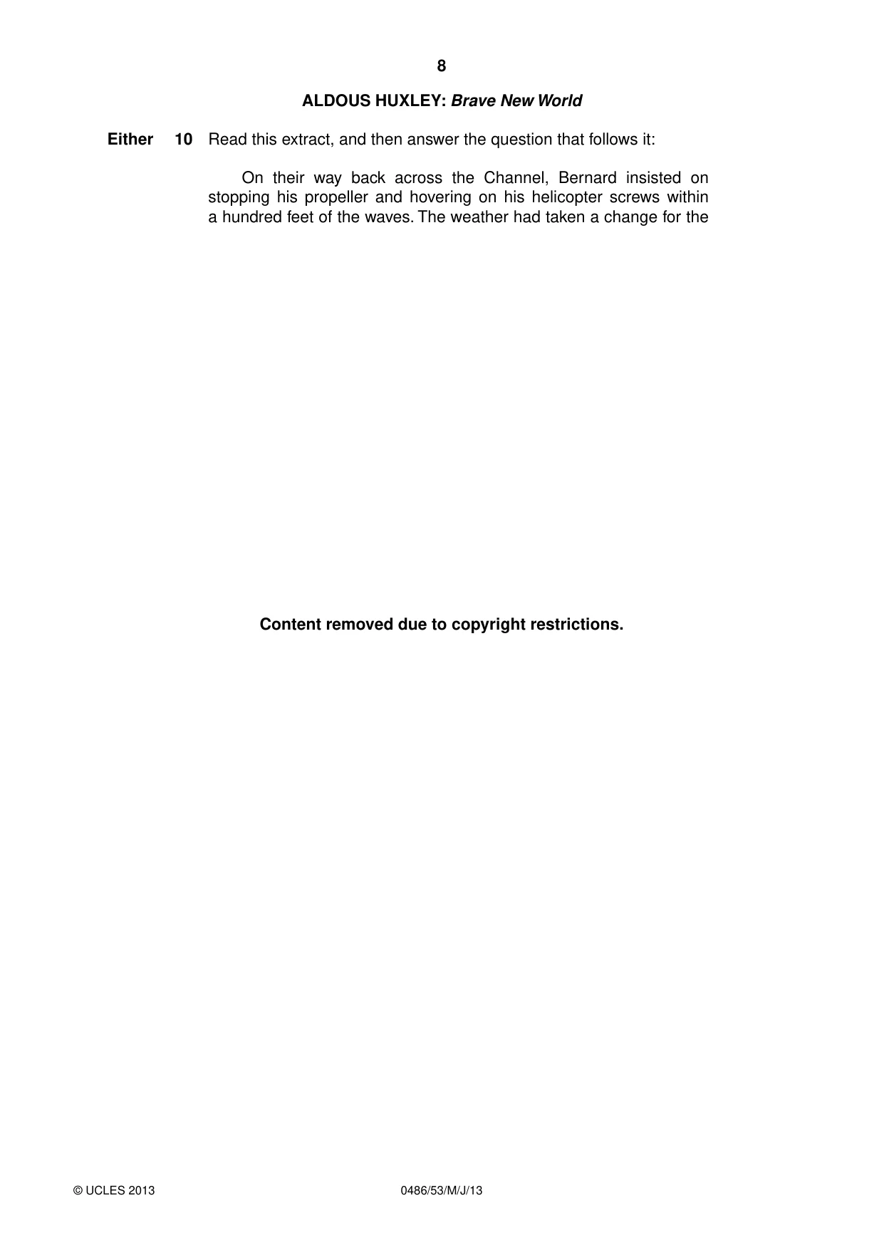 Cambridge IGCSE English - Literature 0486 2013 May/June Paper 5 · Variant 3 question paper, page 8 of 16