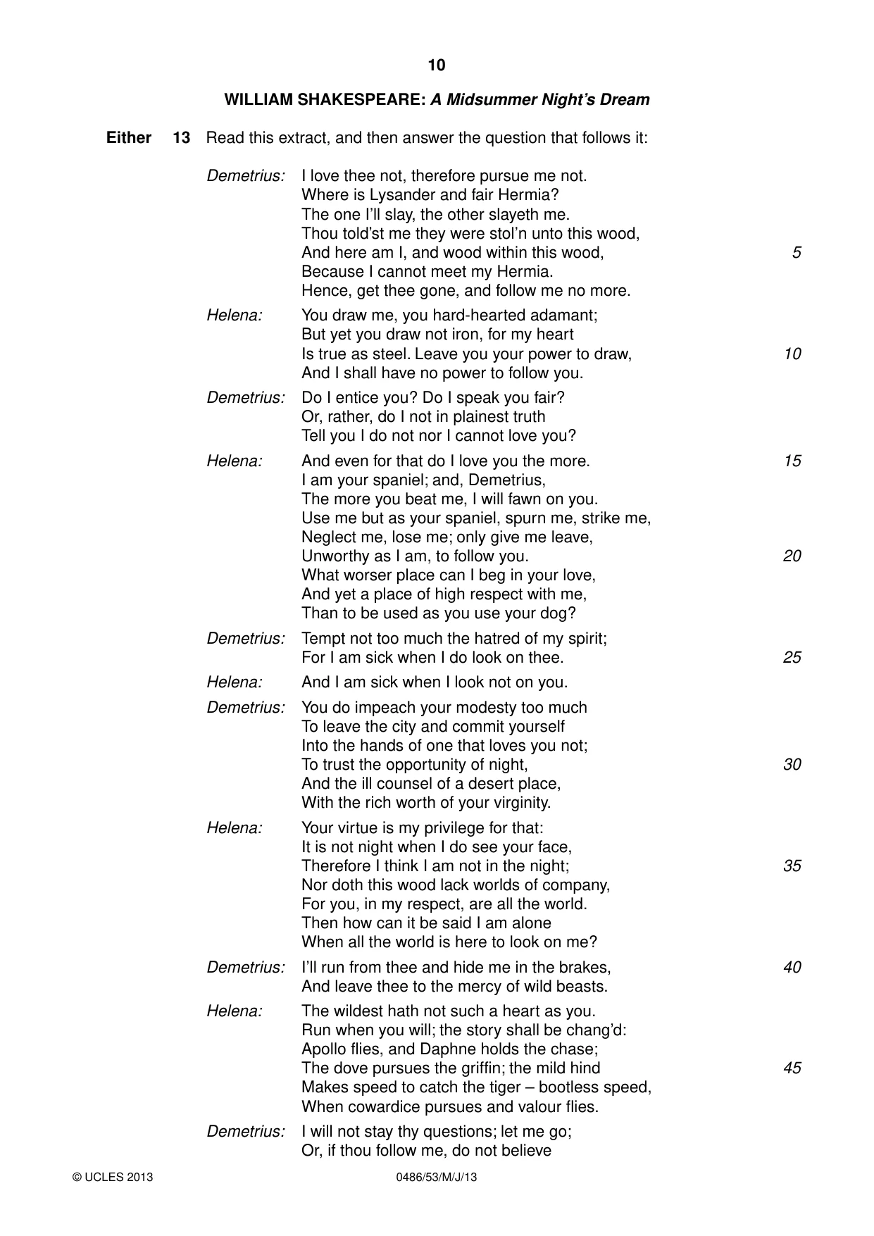Cambridge IGCSE English - Literature 0486 2013 May/June Paper 5 · Variant 3 question paper, page 10 of 16