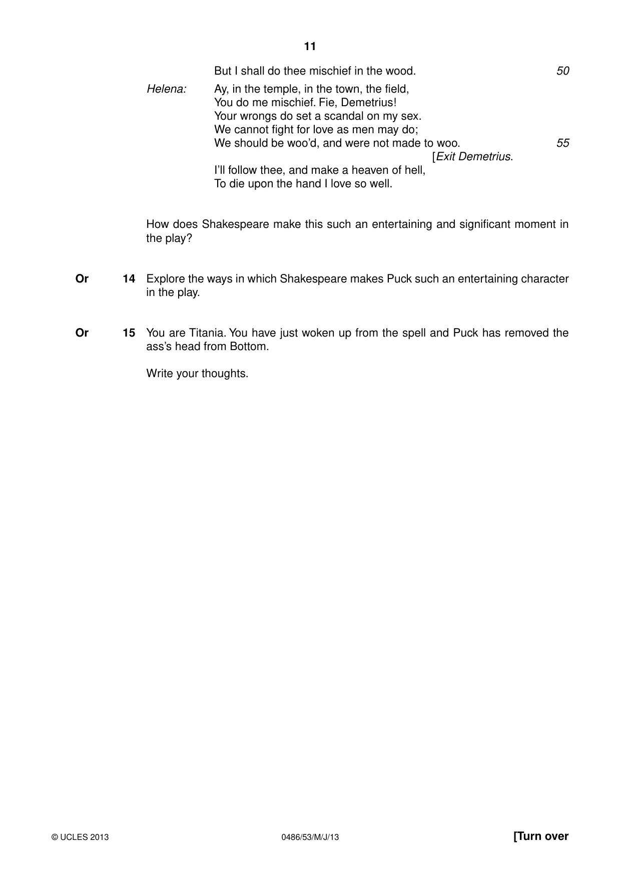 Cambridge IGCSE English - Literature 0486 2013 May/June Paper 5 · Variant 3 question paper, page 11 of 16