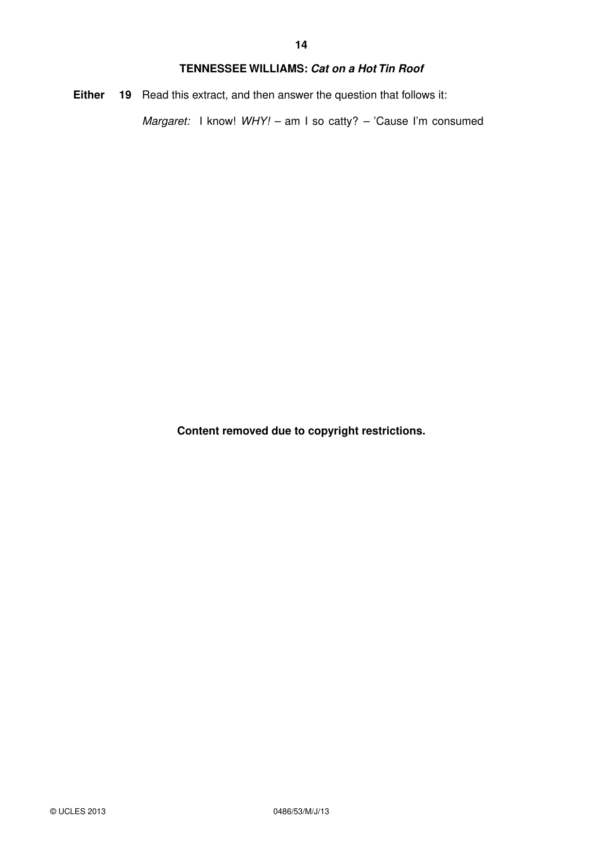 Cambridge IGCSE English - Literature 0486 2013 May/June Paper 5 · Variant 3 question paper, page 14 of 16