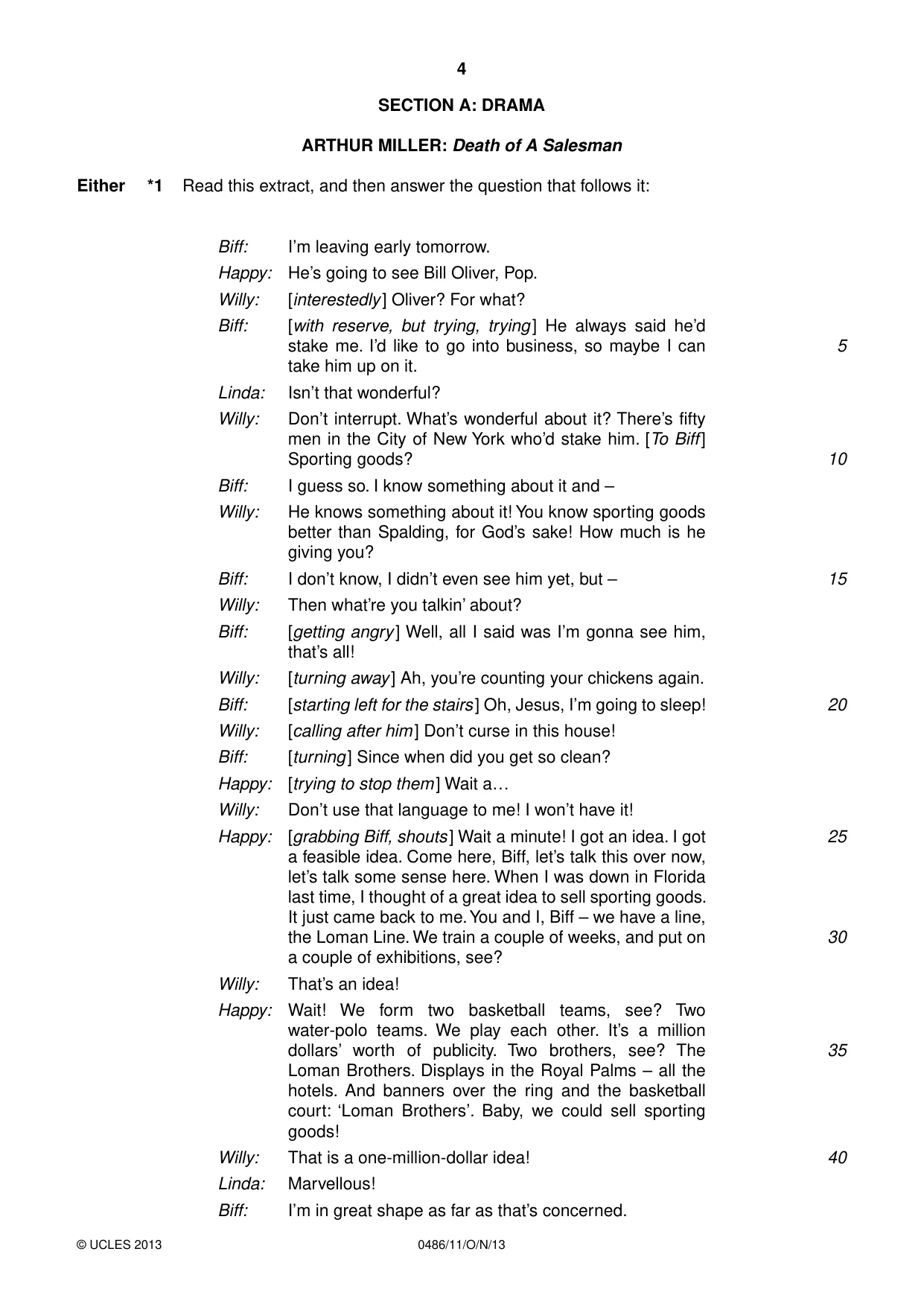 Cambridge IGCSE English - Literature 0486 2013 Oct/Nov Paper 1 · Variant 1 question paper, page 4 of 28