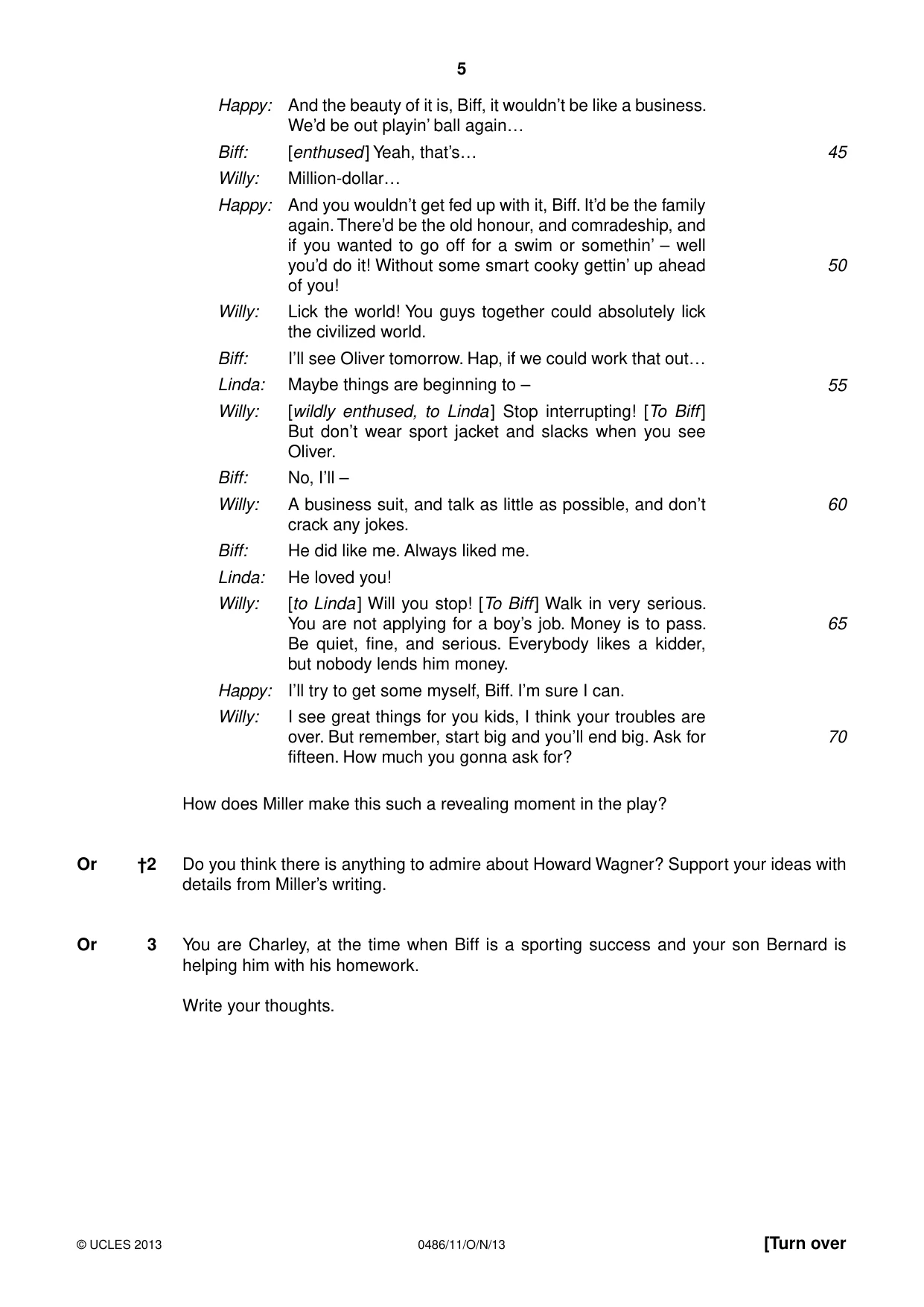 Cambridge IGCSE English - Literature 0486 2013 Oct/Nov Paper 1 · Variant 1 question paper, page 5 of 28