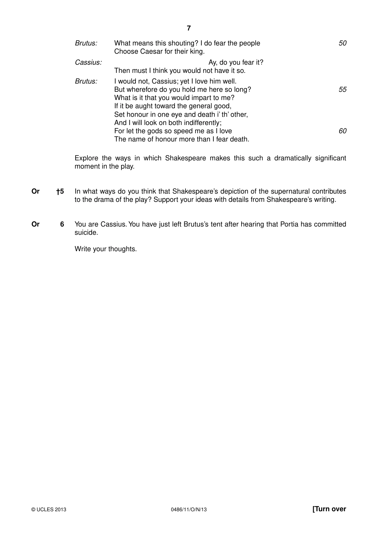 Cambridge IGCSE English - Literature 0486 2013 Oct/Nov Paper 1 · Variant 1 question paper, page 7 of 28