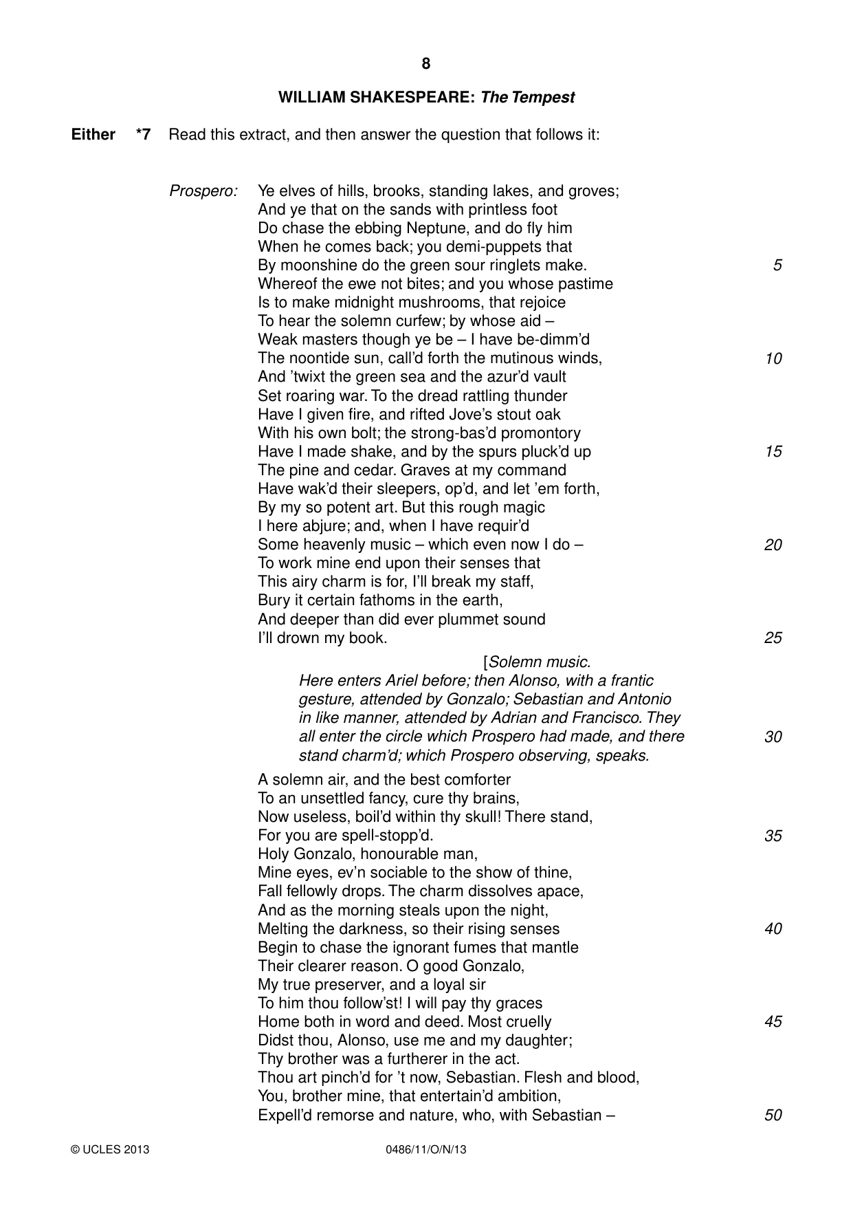 Cambridge IGCSE English - Literature 0486 2013 Oct/Nov Paper 1 · Variant 1 question paper, page 8 of 28
