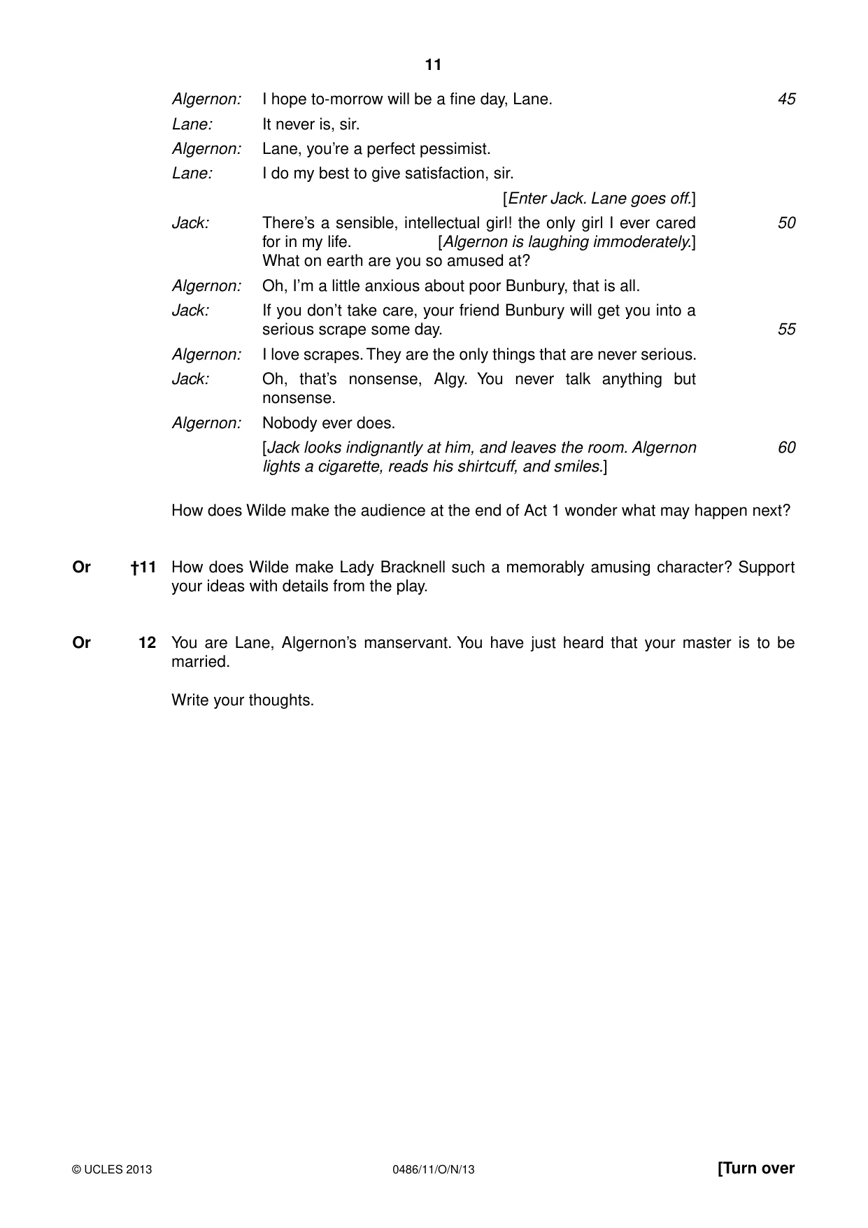Cambridge IGCSE English - Literature 0486 2013 Oct/Nov Paper 1 · Variant 1 question paper, page 11 of 28