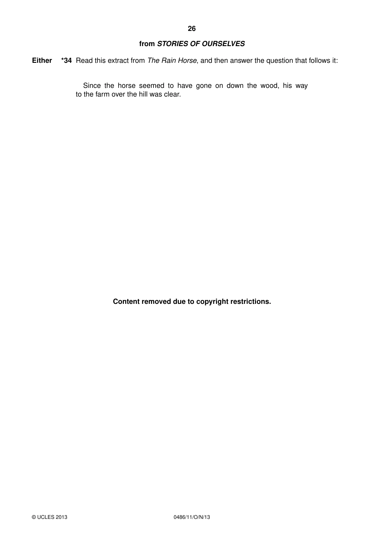 Cambridge IGCSE English - Literature 0486 2013 Oct/Nov Paper 1 · Variant 1 question paper, page 26 of 28