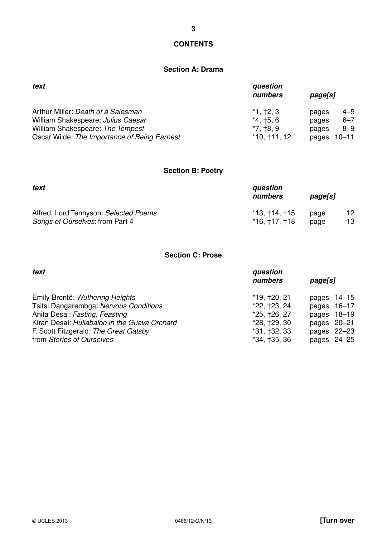 Cambridge IGCSE English - Literature 0486 2013 Oct/Nov Paper 1 · Variant 2 question paper, page 3 of 28