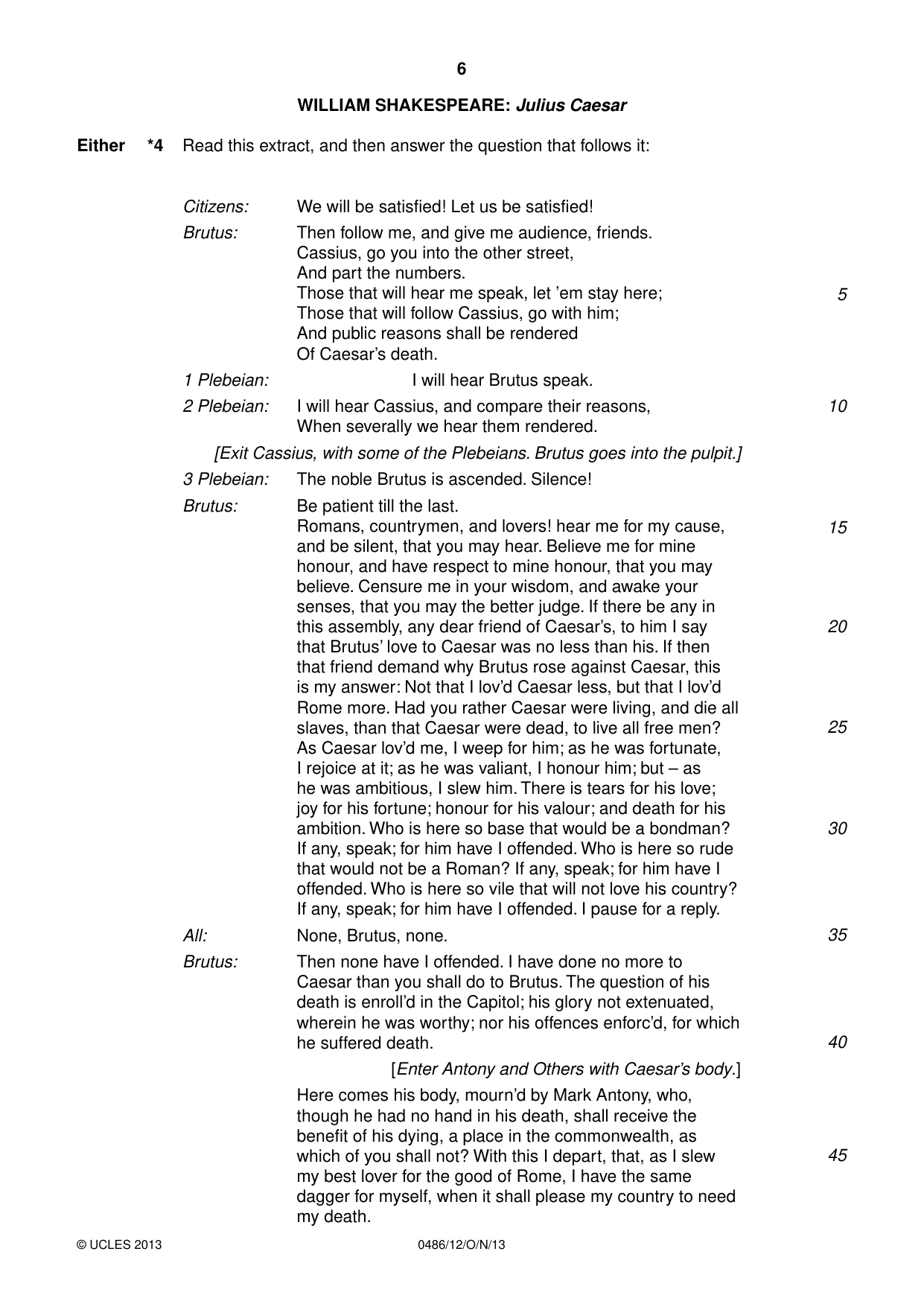 Cambridge IGCSE English - Literature 0486 2013 Oct/Nov Paper 1 · Variant 2 question paper, page 6 of 28
