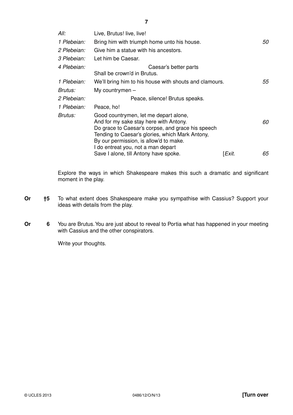 Cambridge IGCSE English - Literature 0486 2013 Oct/Nov Paper 1 · Variant 2 question paper, page 7 of 28