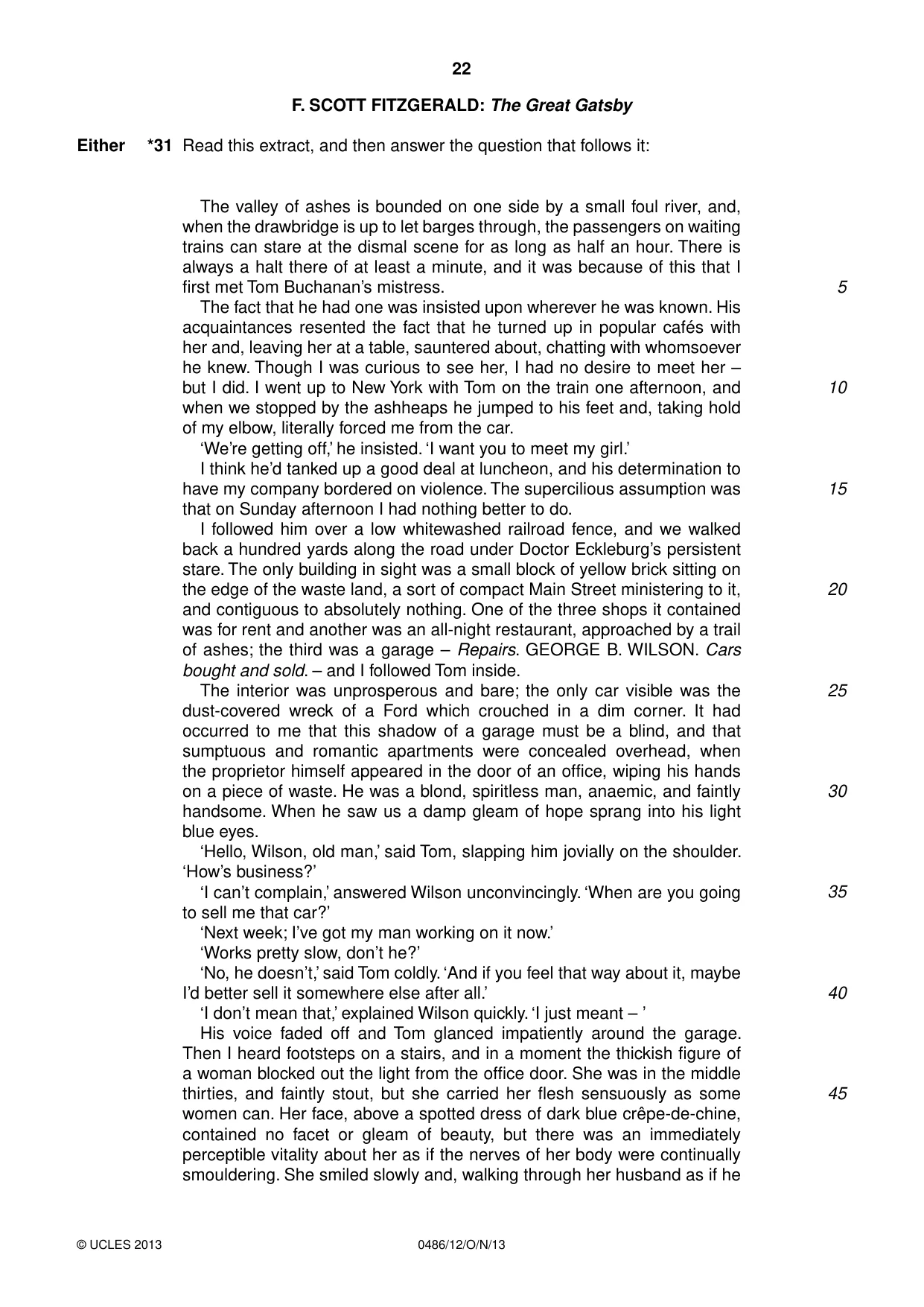 Cambridge IGCSE English - Literature 0486 2013 Oct/Nov Paper 1 · Variant 2 question paper, page 22 of 28