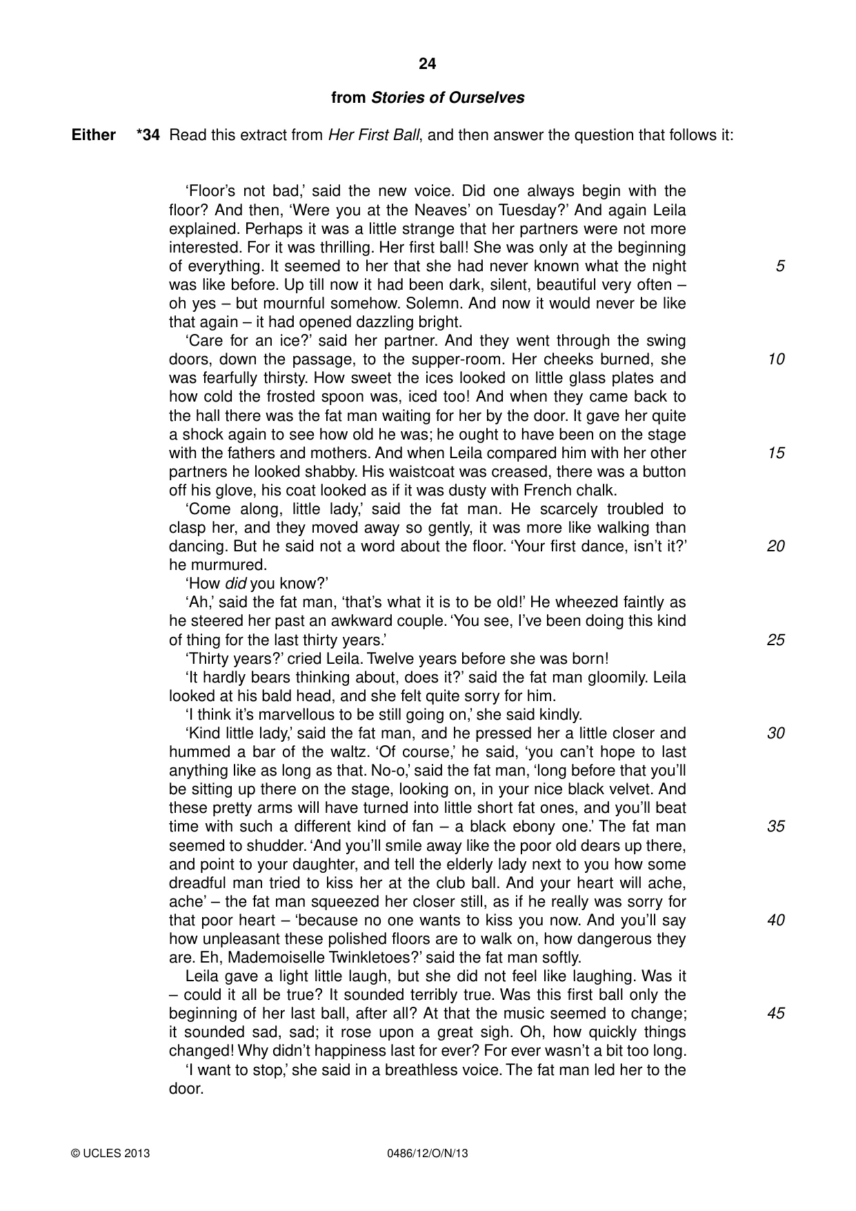 Cambridge IGCSE English - Literature 0486 2013 Oct/Nov Paper 1 · Variant 2 question paper, page 24 of 28