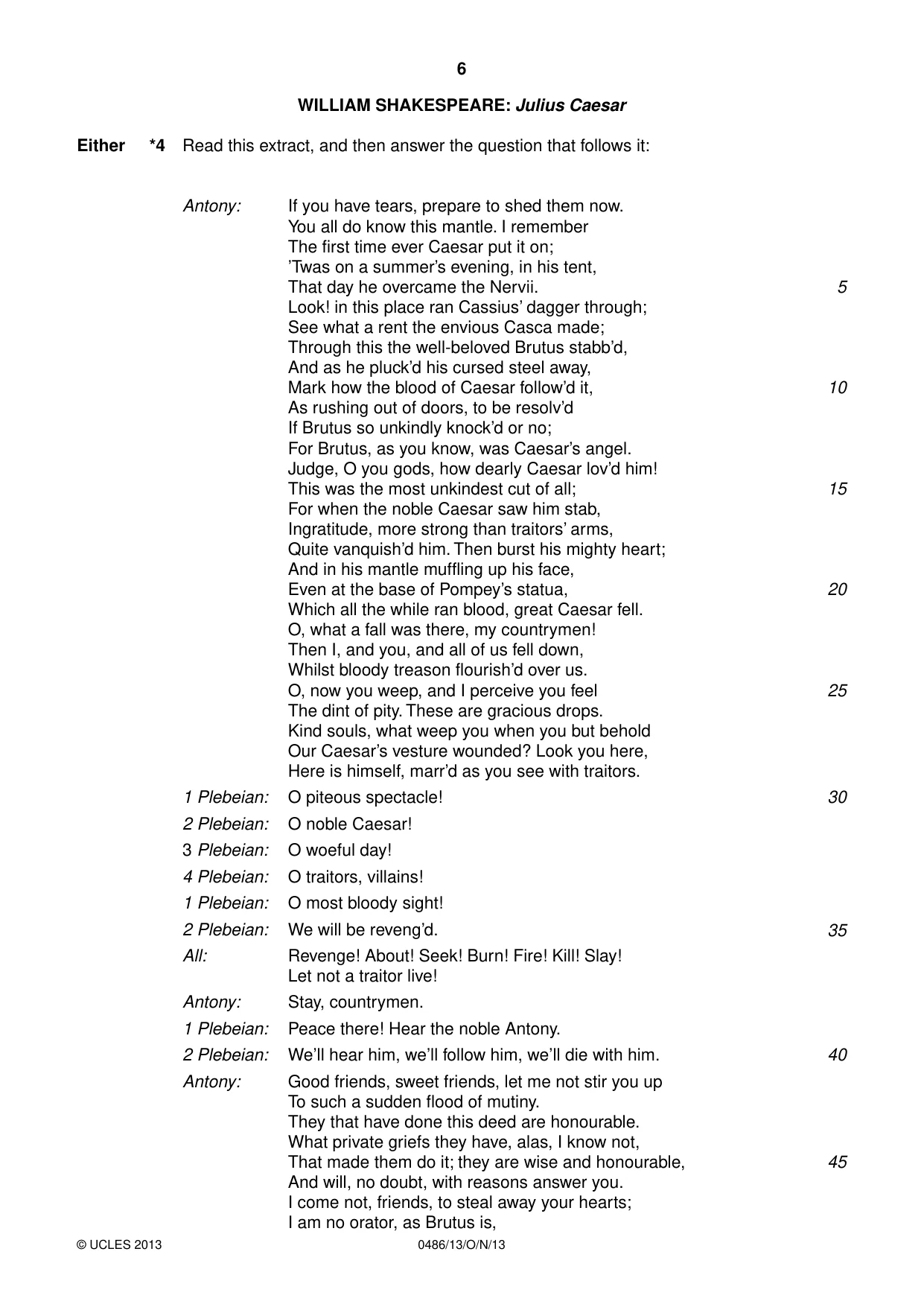 Cambridge IGCSE English - Literature 0486 2013 Oct/Nov Paper 1 · Variant 3 question paper, page 6 of 28