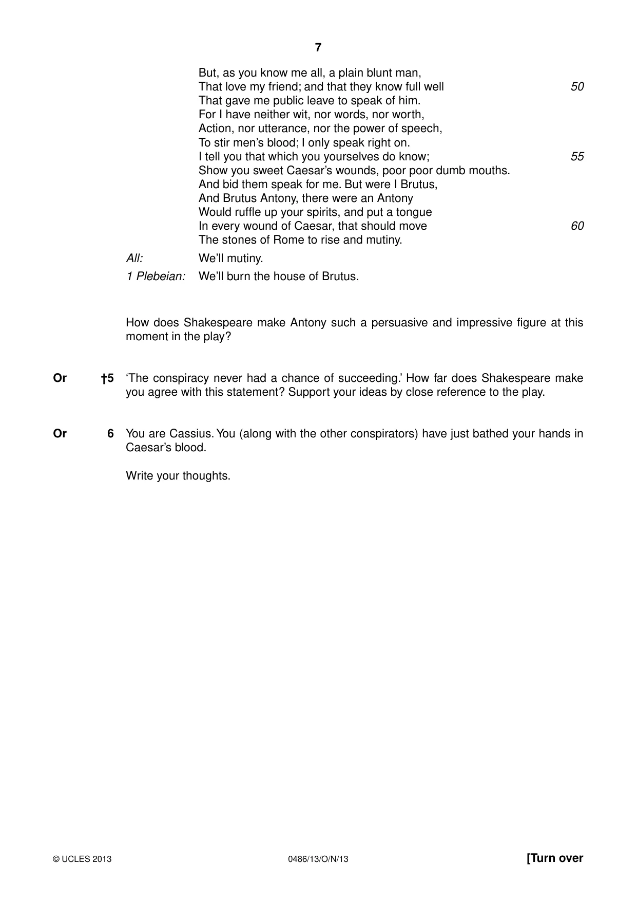 Cambridge IGCSE English - Literature 0486 2013 Oct/Nov Paper 1 · Variant 3 question paper, page 7 of 28